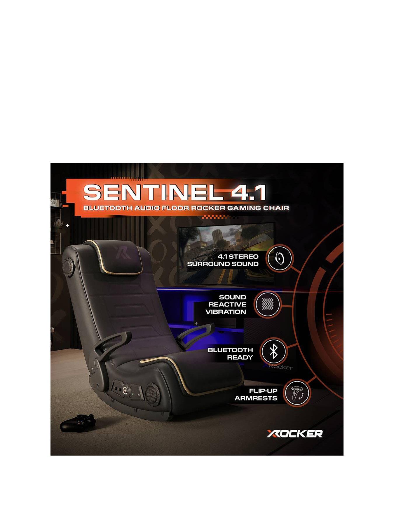 Image 2 of 7 of X Rocker X Rocker Sentinel 4.1 Bluetooth Audio Floor Rocker Gaming Chair - Black / Gold