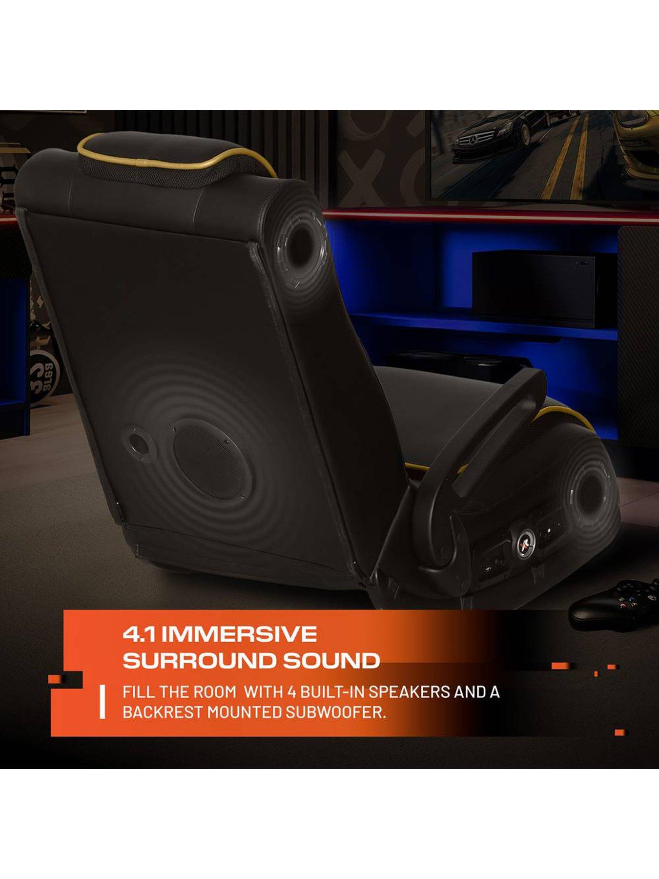Image 3 of 7 of X Rocker X Rocker Sentinel 4.1 Bluetooth Audio Floor Rocker Gaming Chair - Black / Gold