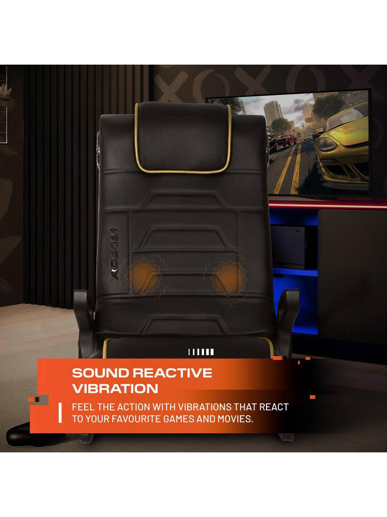 Image 4 of 7 of X Rocker X Rocker Sentinel 4.1 Bluetooth Audio Floor Rocker Gaming Chair - Black / Gold