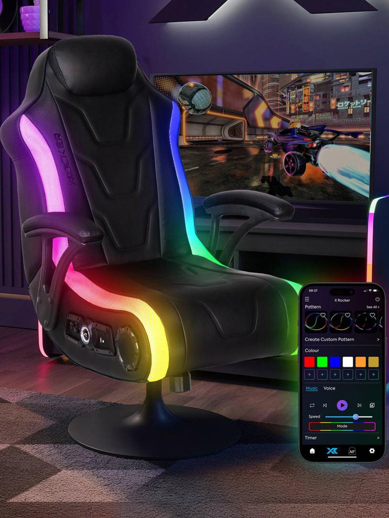 Image 1 of 7 of X Rocker X Rocker Monsoon 4.1 Audio LED Console Gaming Chair with App-Controlled LED - Black
