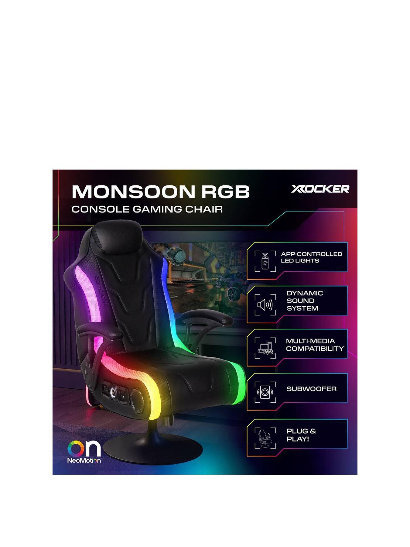 Image 2 of 7 of X Rocker X Rocker Monsoon 4.1 Audio LED Console Gaming Chair with App-Controlled LED - Black