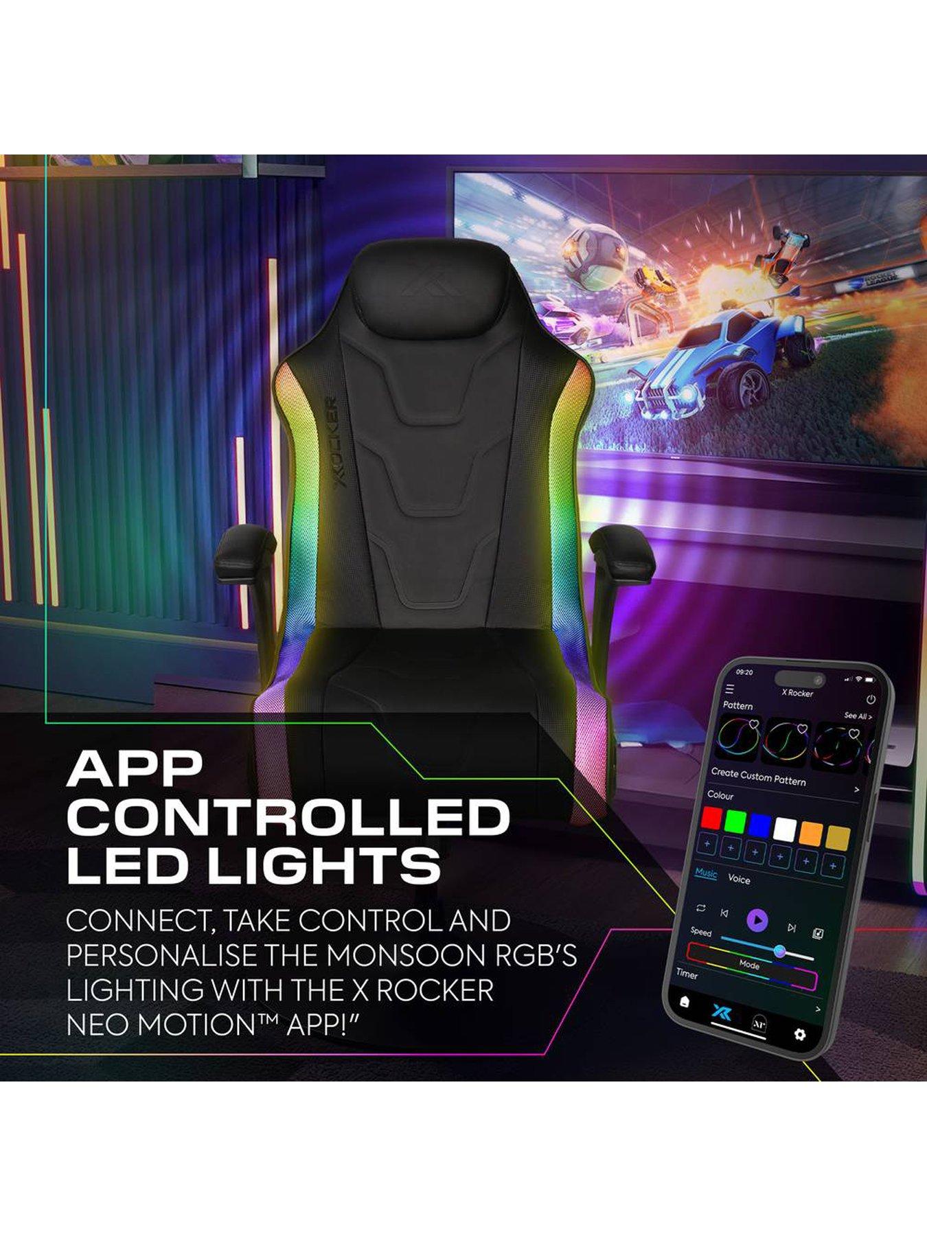 Image 5 of 7 of X Rocker X Rocker Monsoon 4.1 Audio LED Console Gaming Chair with App-Controlled LED - Black