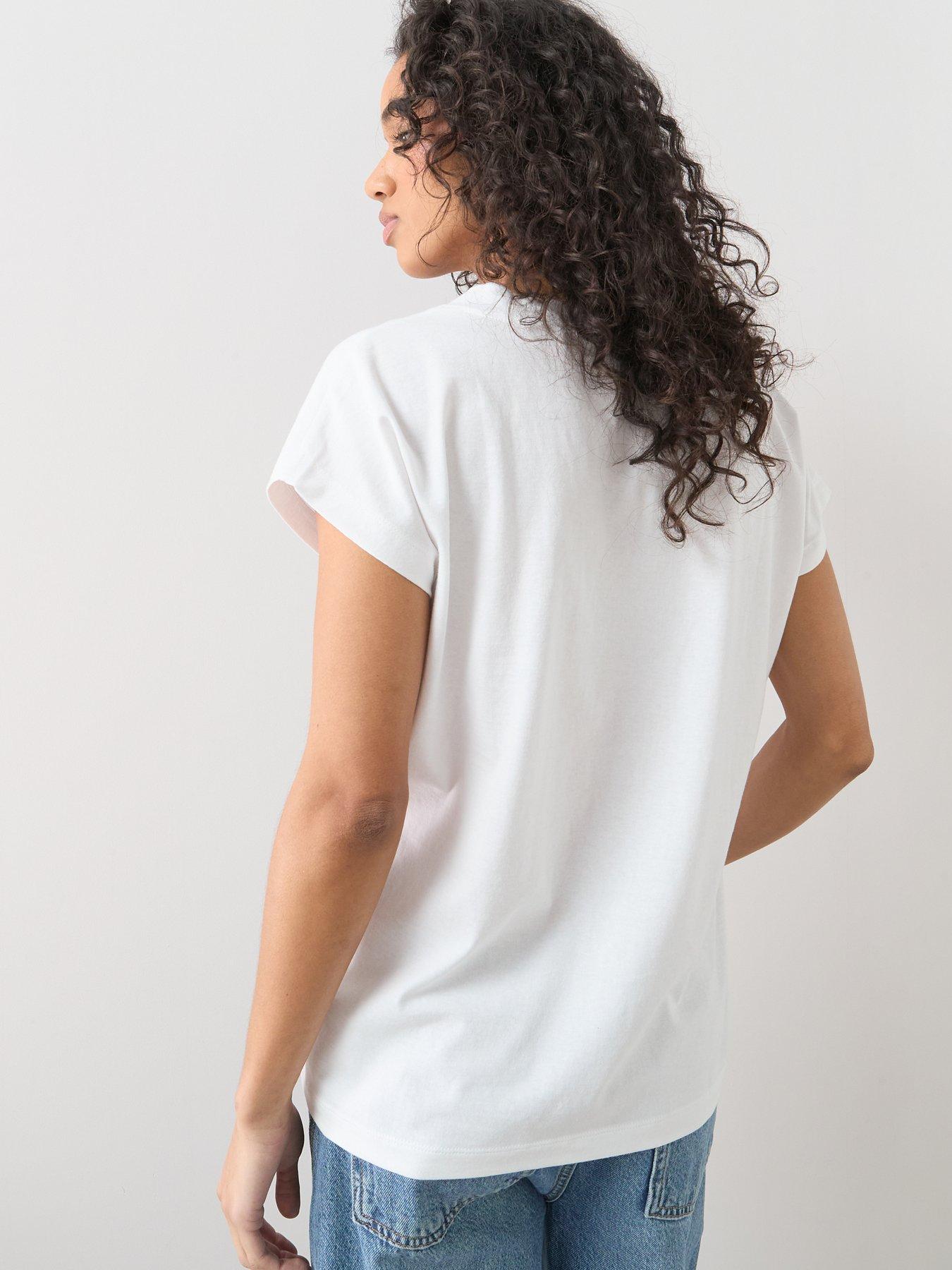 Image 2 of 7 of The Very Collection Womens V-Neck Soft Cotton Jersey T-Shirt - White