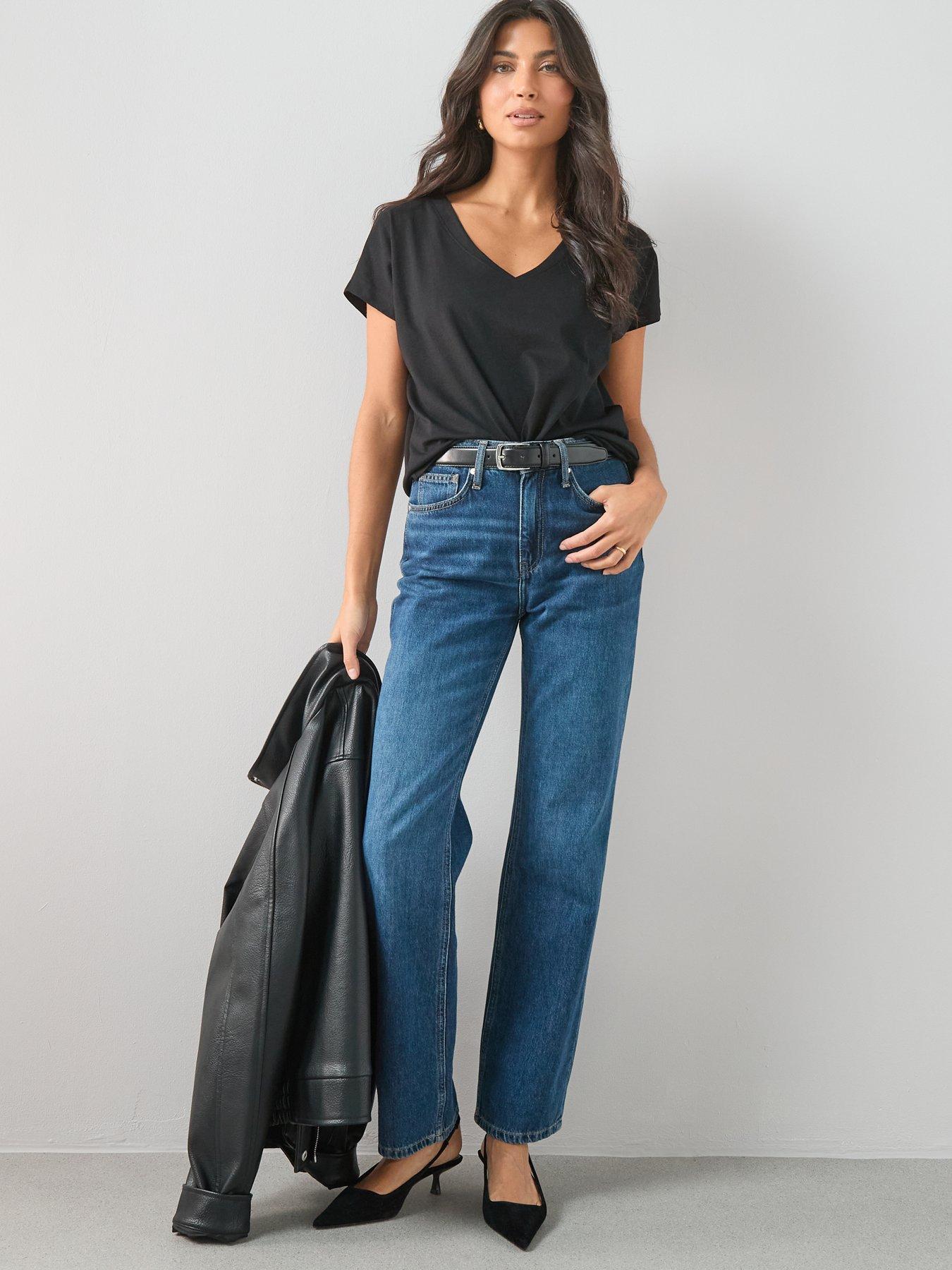 Image 5 of 7 of The Very Collection Womens 2 Pack V-Neck Cotton T-Shirts - Black/White