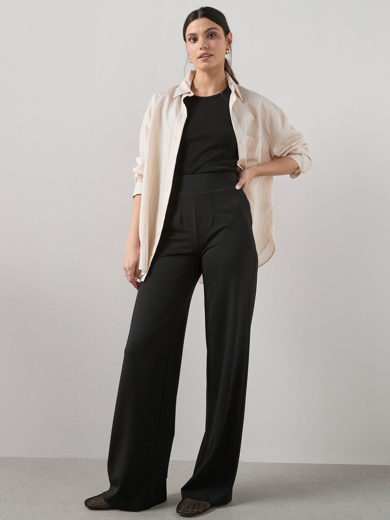 Image 1 of 6 of The Very Collection Womens High Waist Stretch Wide Leg Trousers - Black