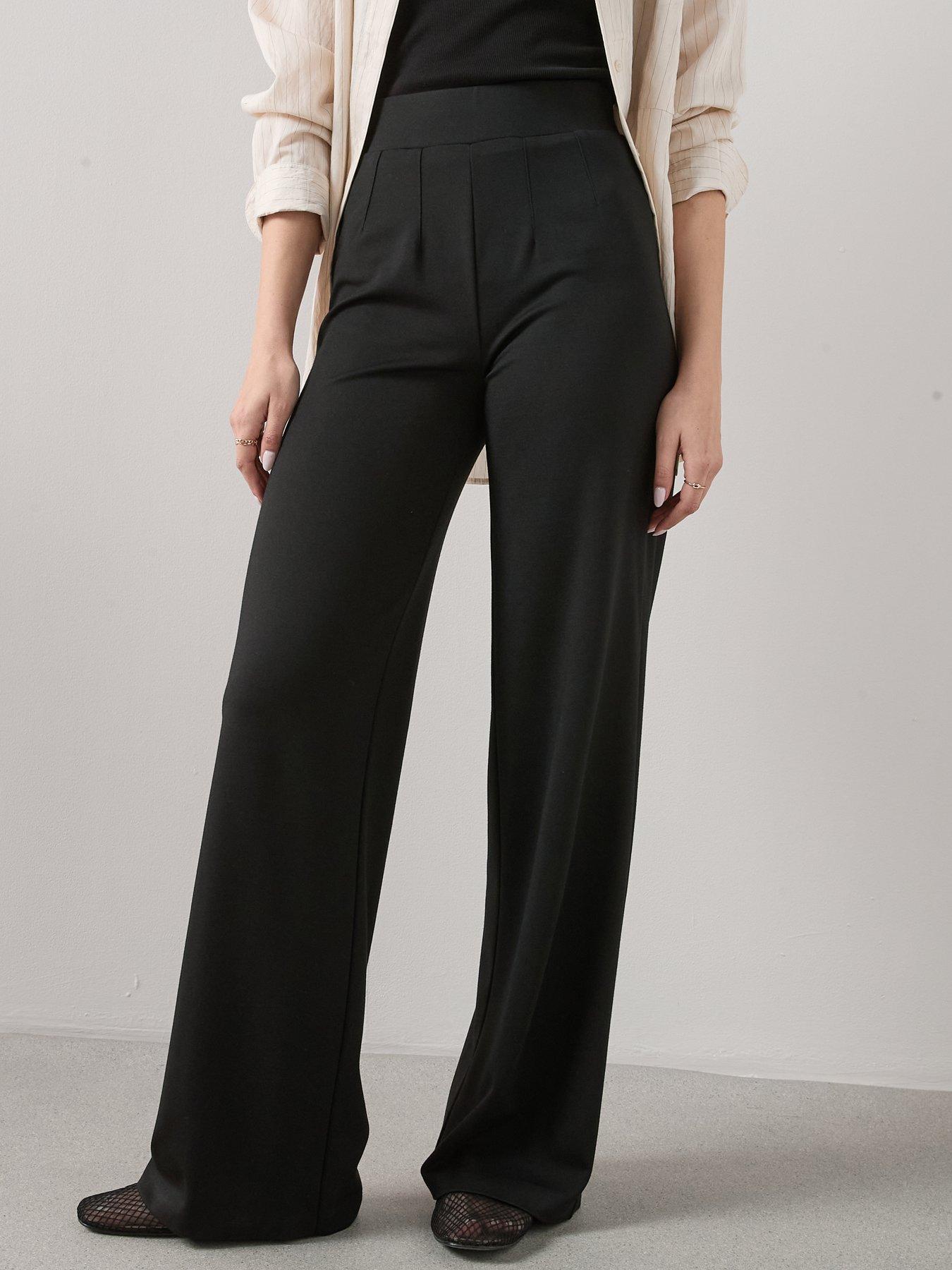 Image 4 of 6 of The Very Collection Womens High Waist Stretch Wide Leg Trousers - Black