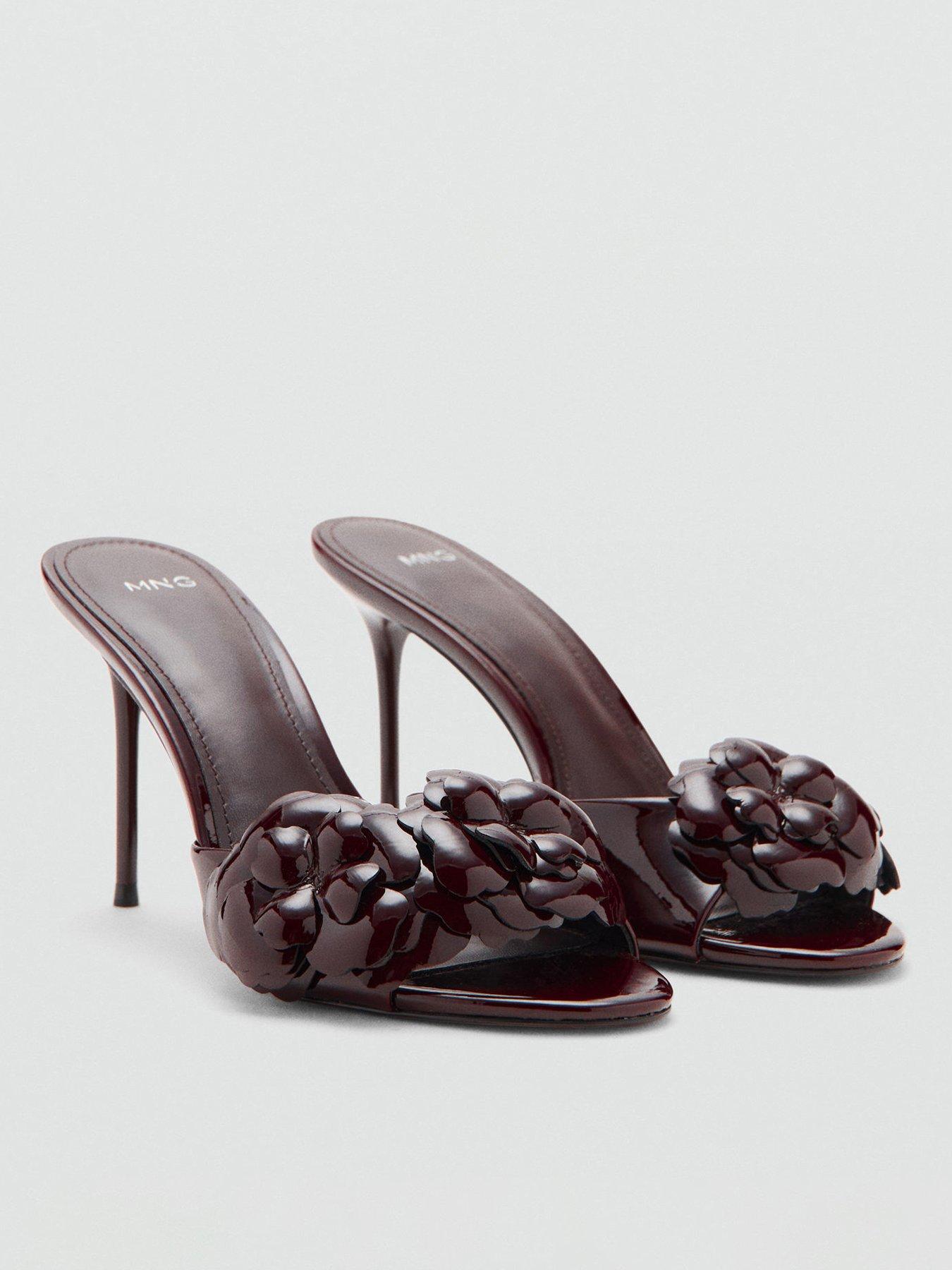 Mango Patent Leather Floral Heeled Sandals