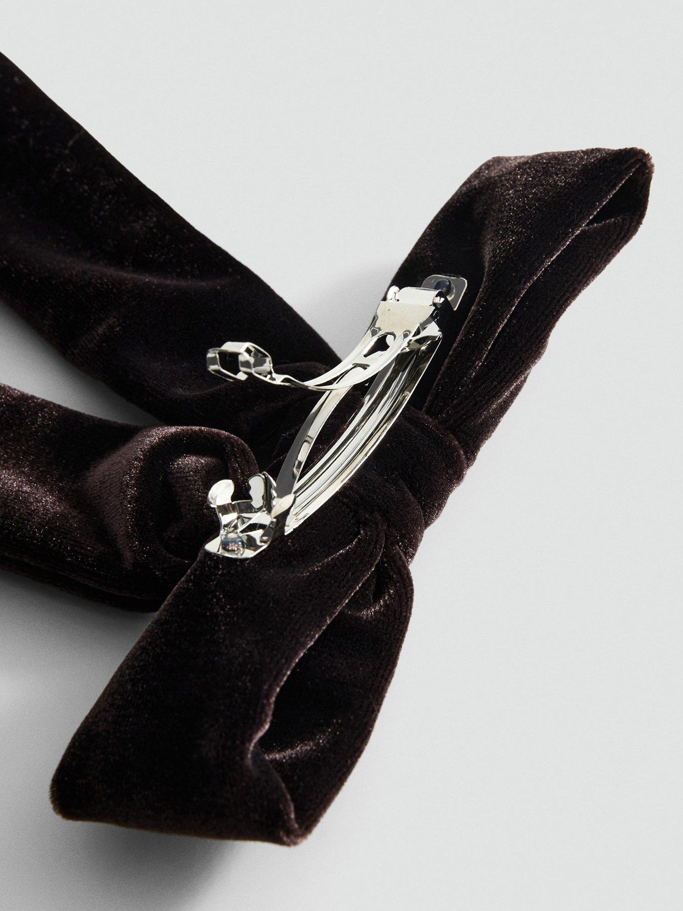 Image 2 of 2 of Mango Velvet Bow Hairclip - Brown