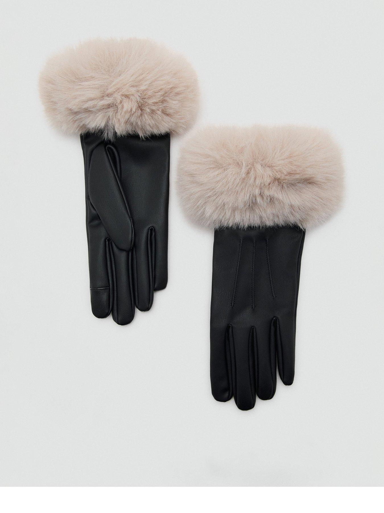 Mango Faux Fur Cuff Gloves