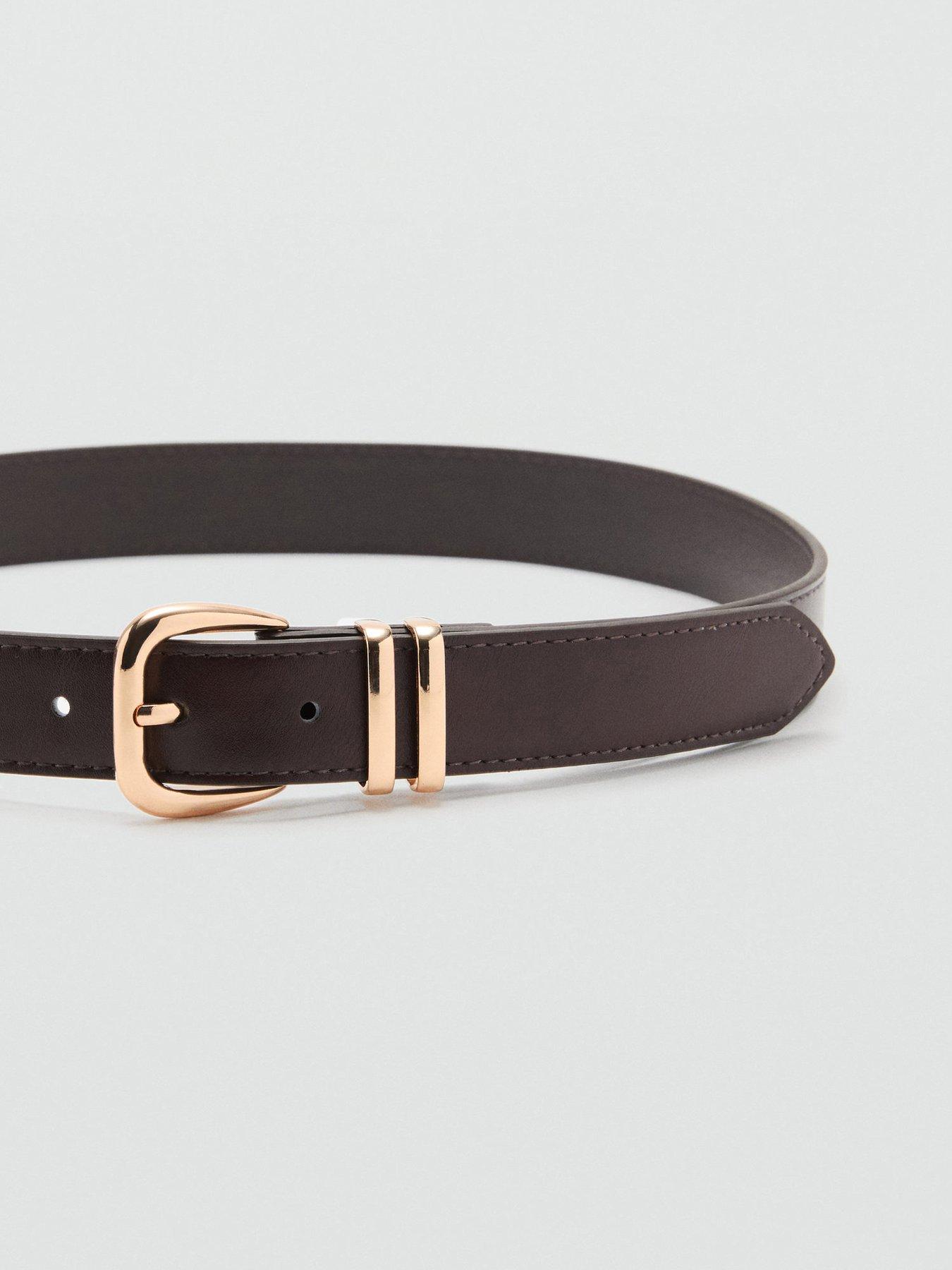 Image 2 of 4 of Mango Metal Buckle Belt - Brown