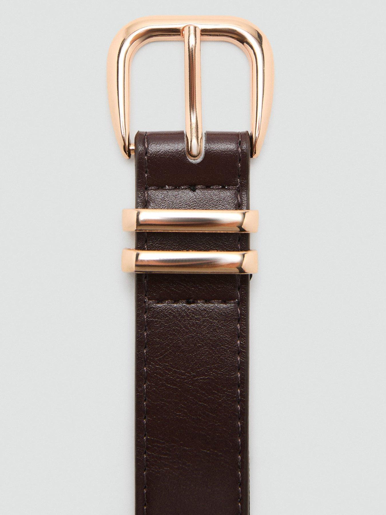 Image 3 of 4 of Mango Metal Buckle Belt - Brown