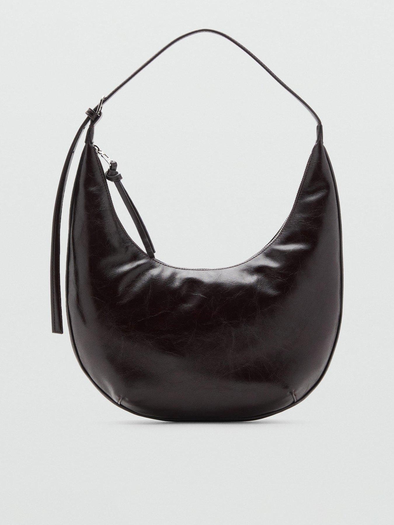Image 1 of 3 of Mango Medium Oval Bag With A Pebbled Effect - Brown