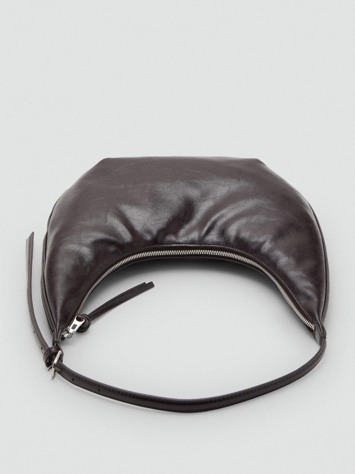 Image 3 of 3 of Mango Medium Oval Bag With A Pebbled Effect - Brown