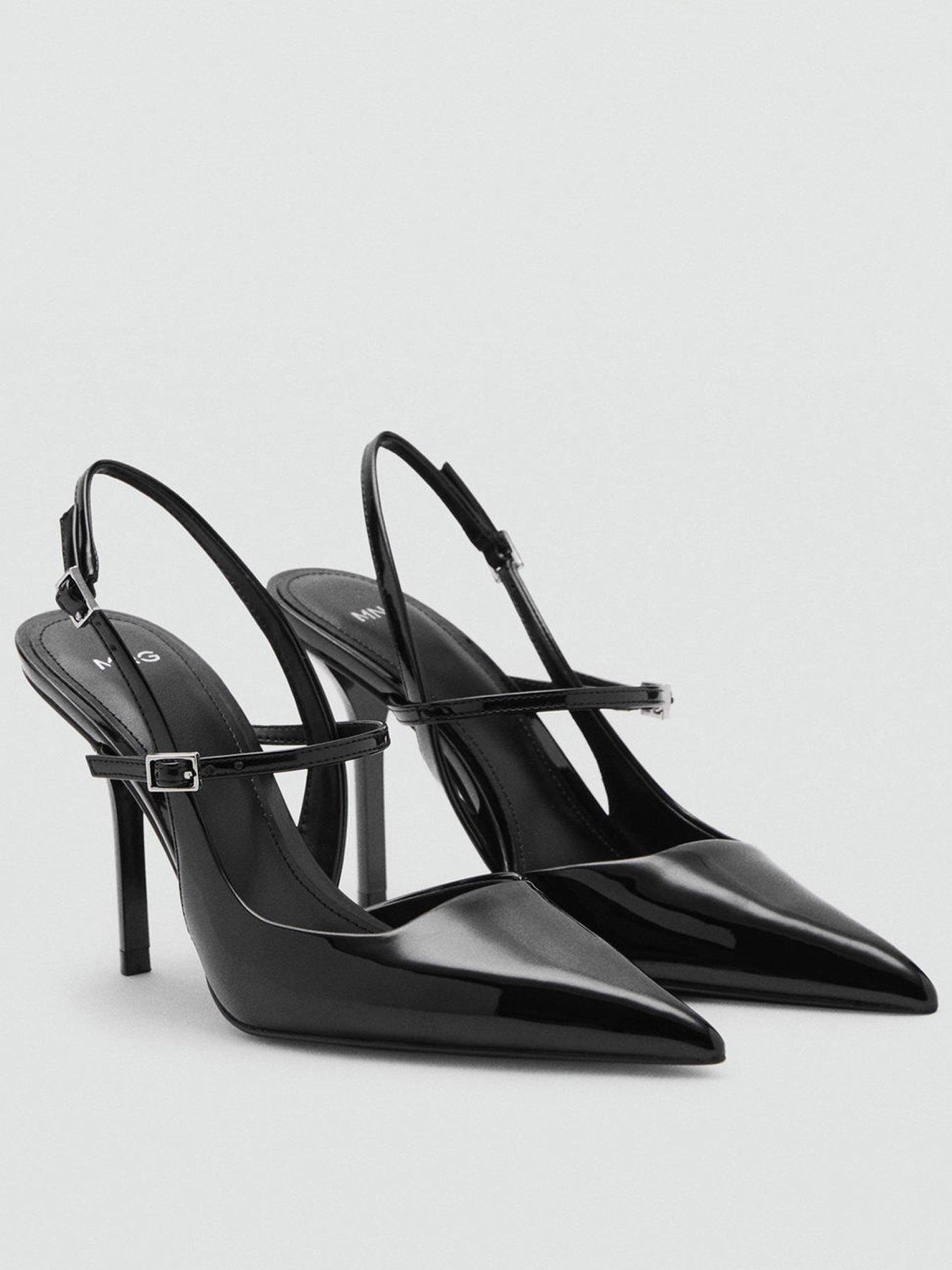 Mango Patent Leather Shoes With Straps And Buckle - Black
