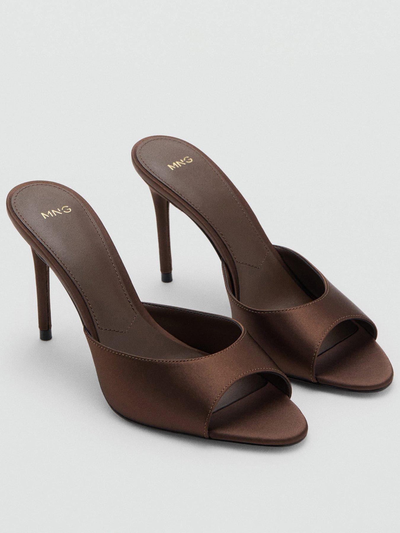 Image 1 of 4 of Mango Satin Open Toe Heel - Brown