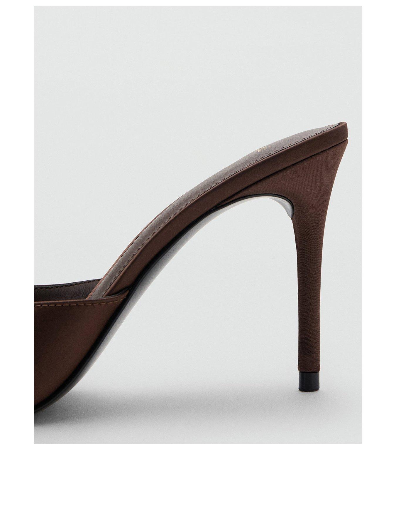 Image 2 of 4 of Mango Satin Open Toe Heel - Brown