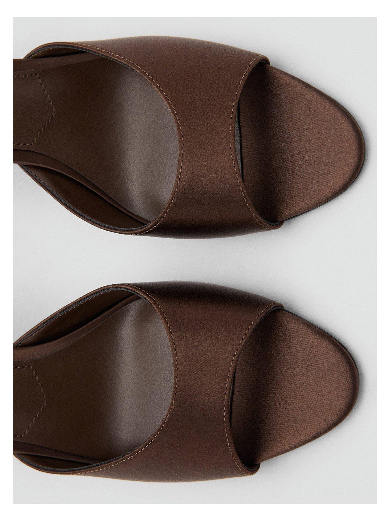 Image 3 of 4 of Mango Satin Open Toe Heel - Brown