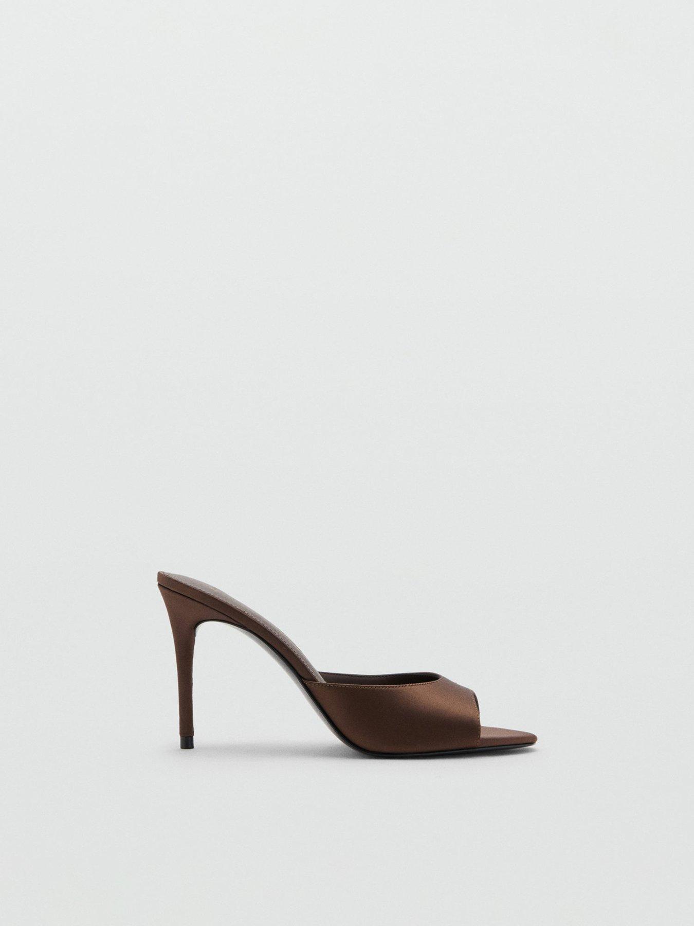 Image 4 of 4 of Mango Satin Open Toe Heel - Brown