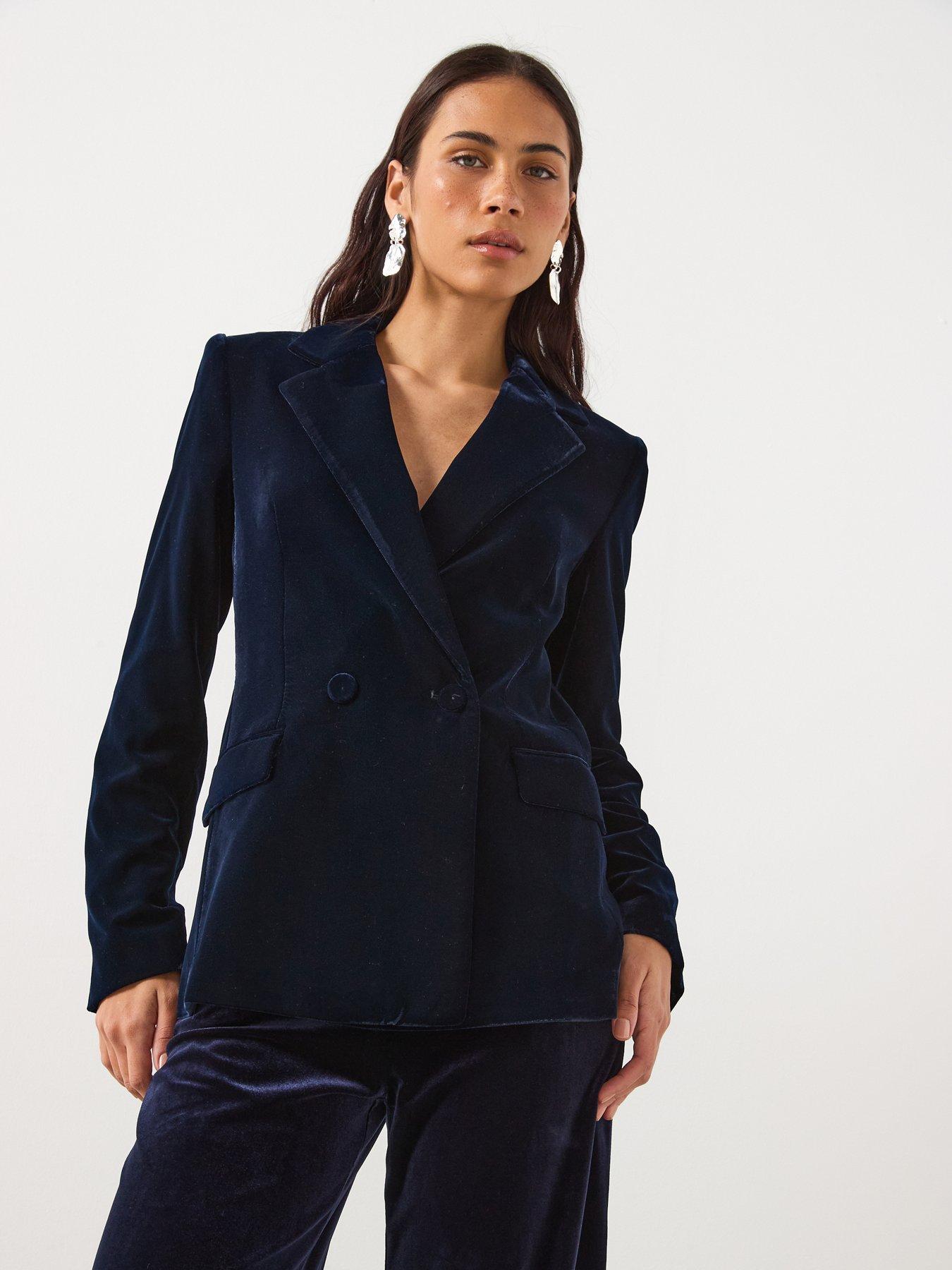 Mango Vevlet Tailored Blazer - Navy