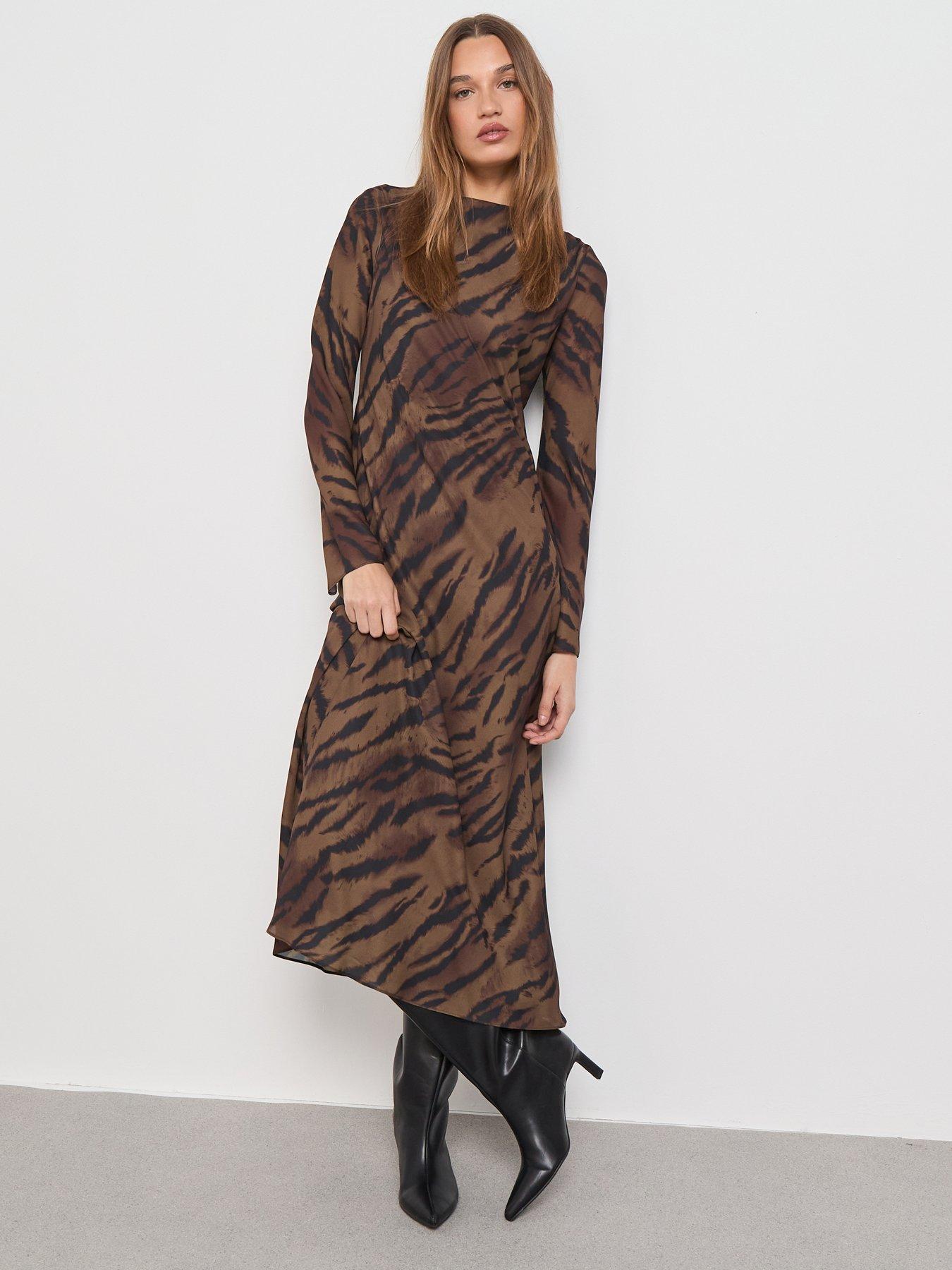 Mango Satin Animal Print Dress
