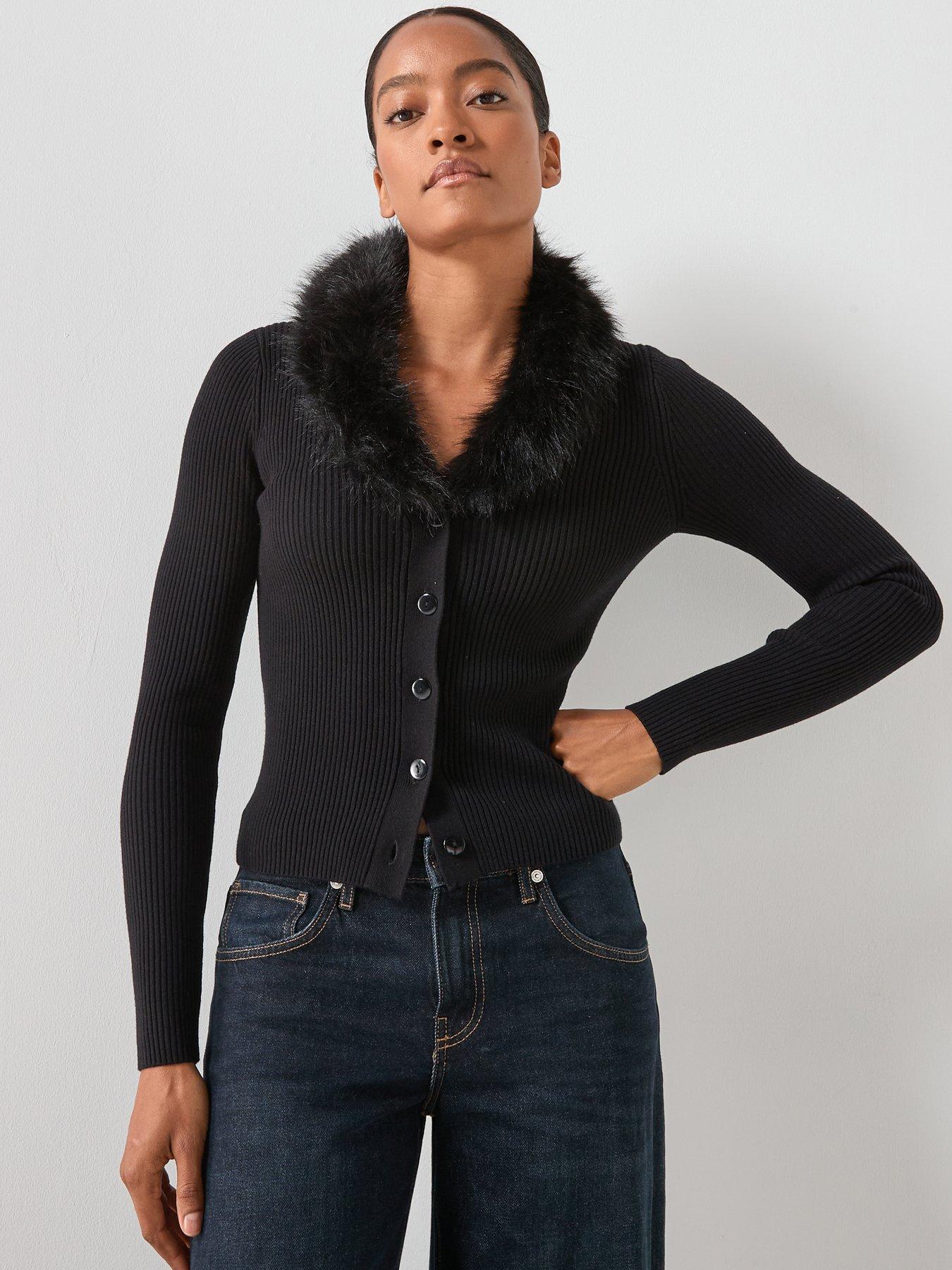 mango-cardigan-with-faux-fur-collarfront
