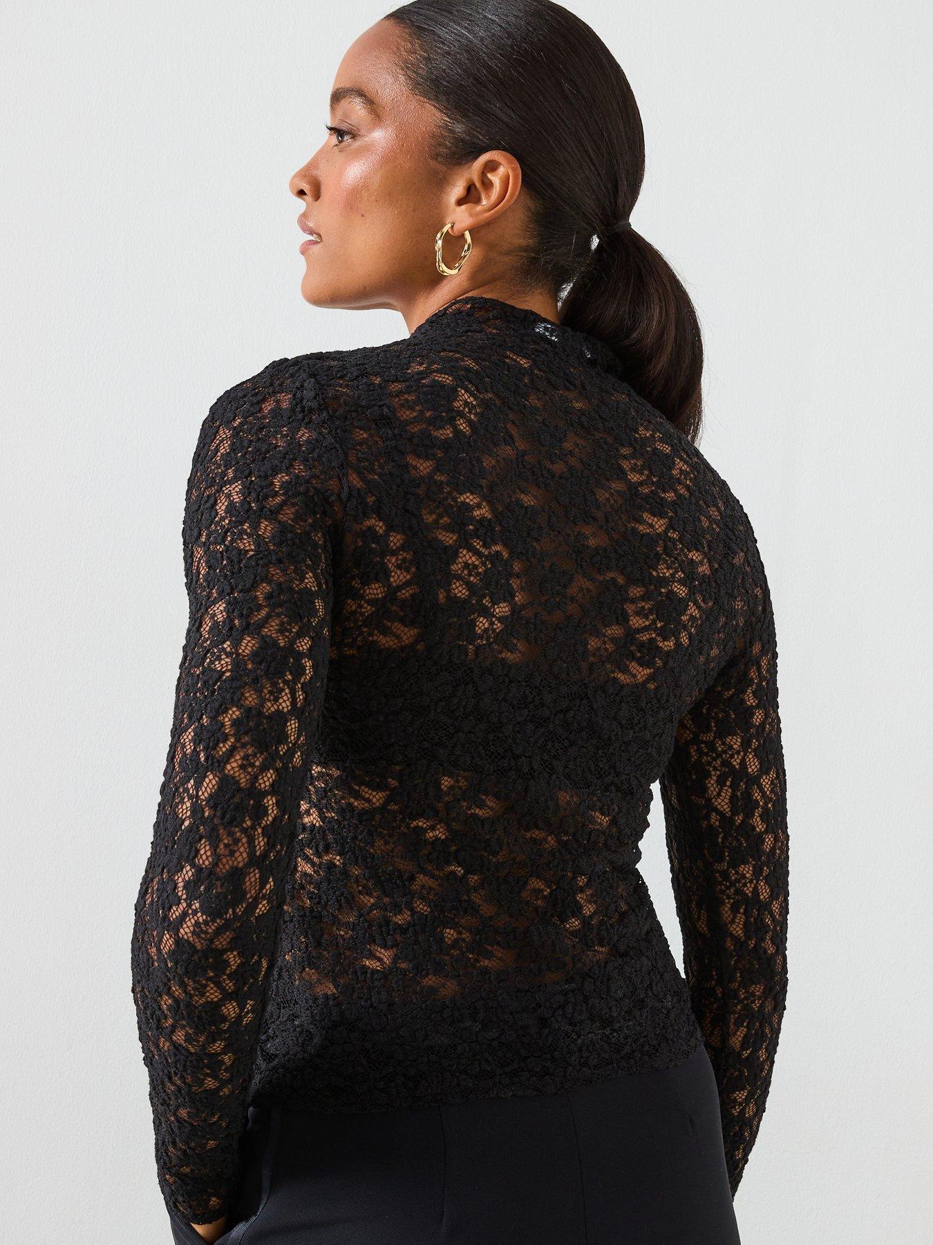 Image 2 of 6 of Mango Lace Top With Perkins Collar