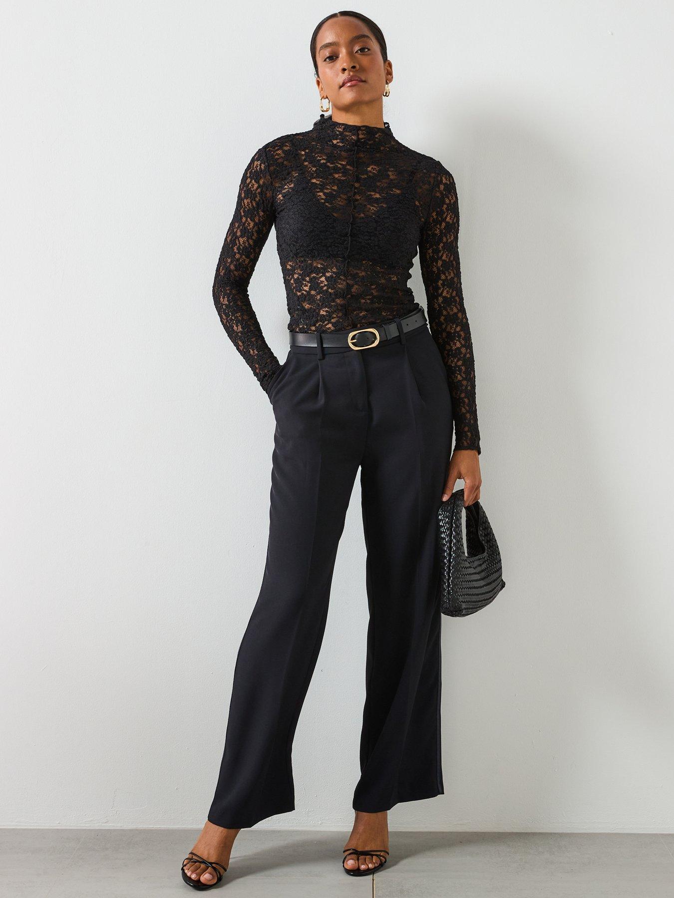 Image 3 of 6 of Mango Lace Top With Perkins Collar