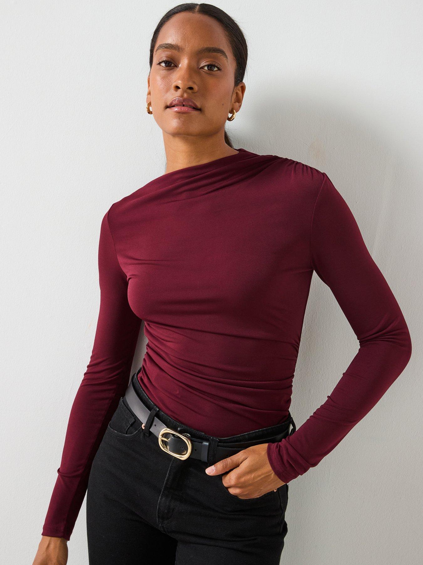 mango-draped-fitted-t-shirt-red