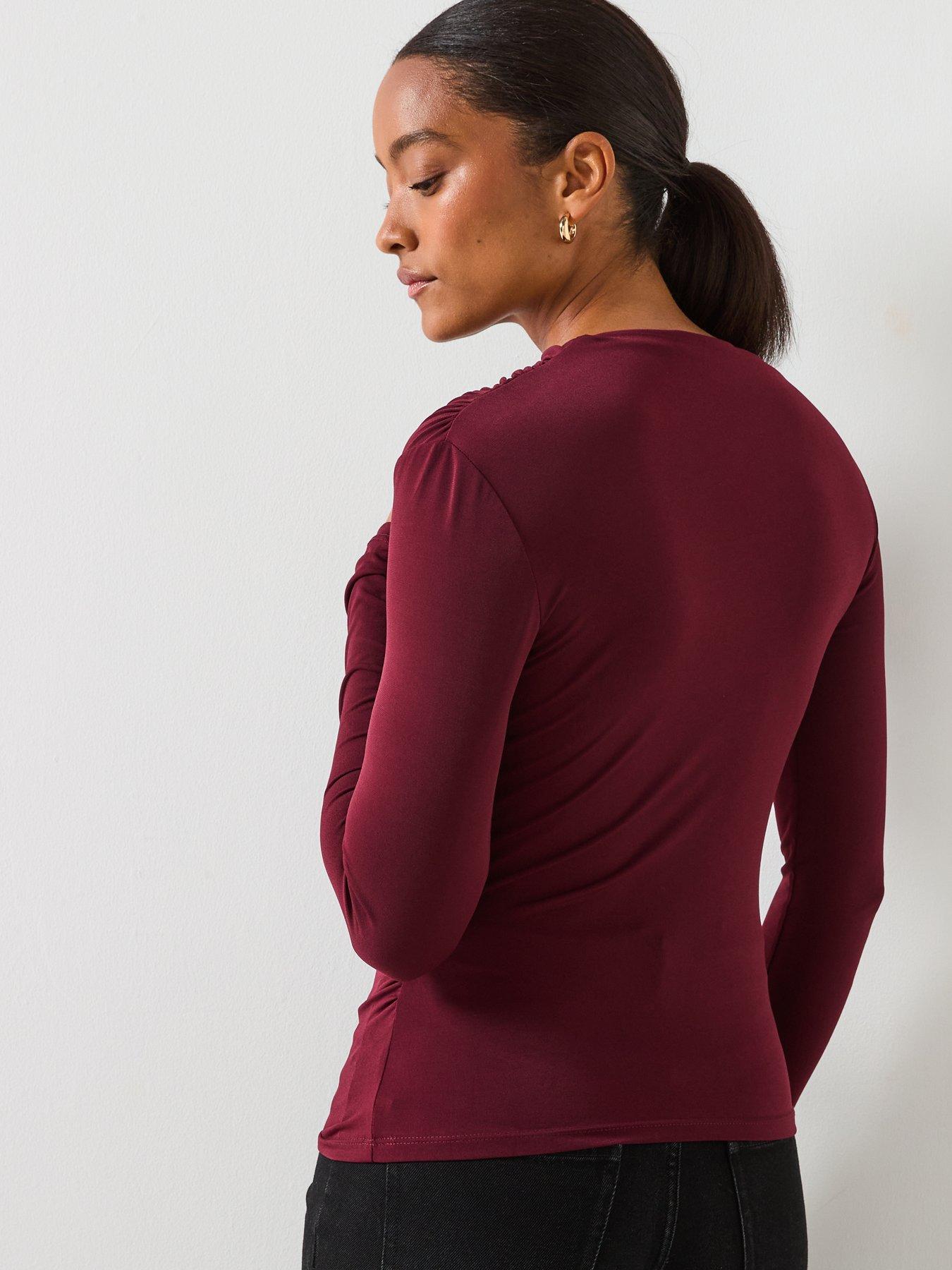 mango-draped-fitted-t-shirt-redstillFront