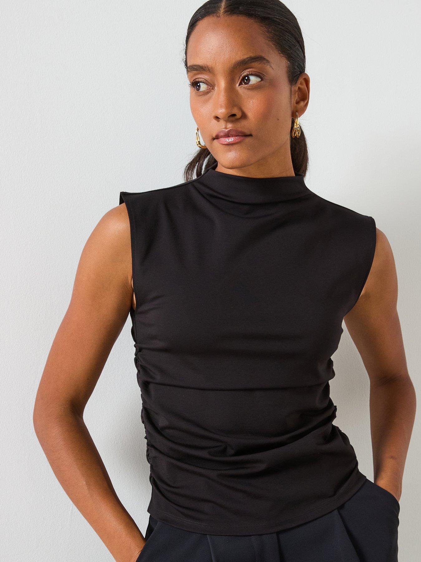 mango-ruched-funnel-neck-top