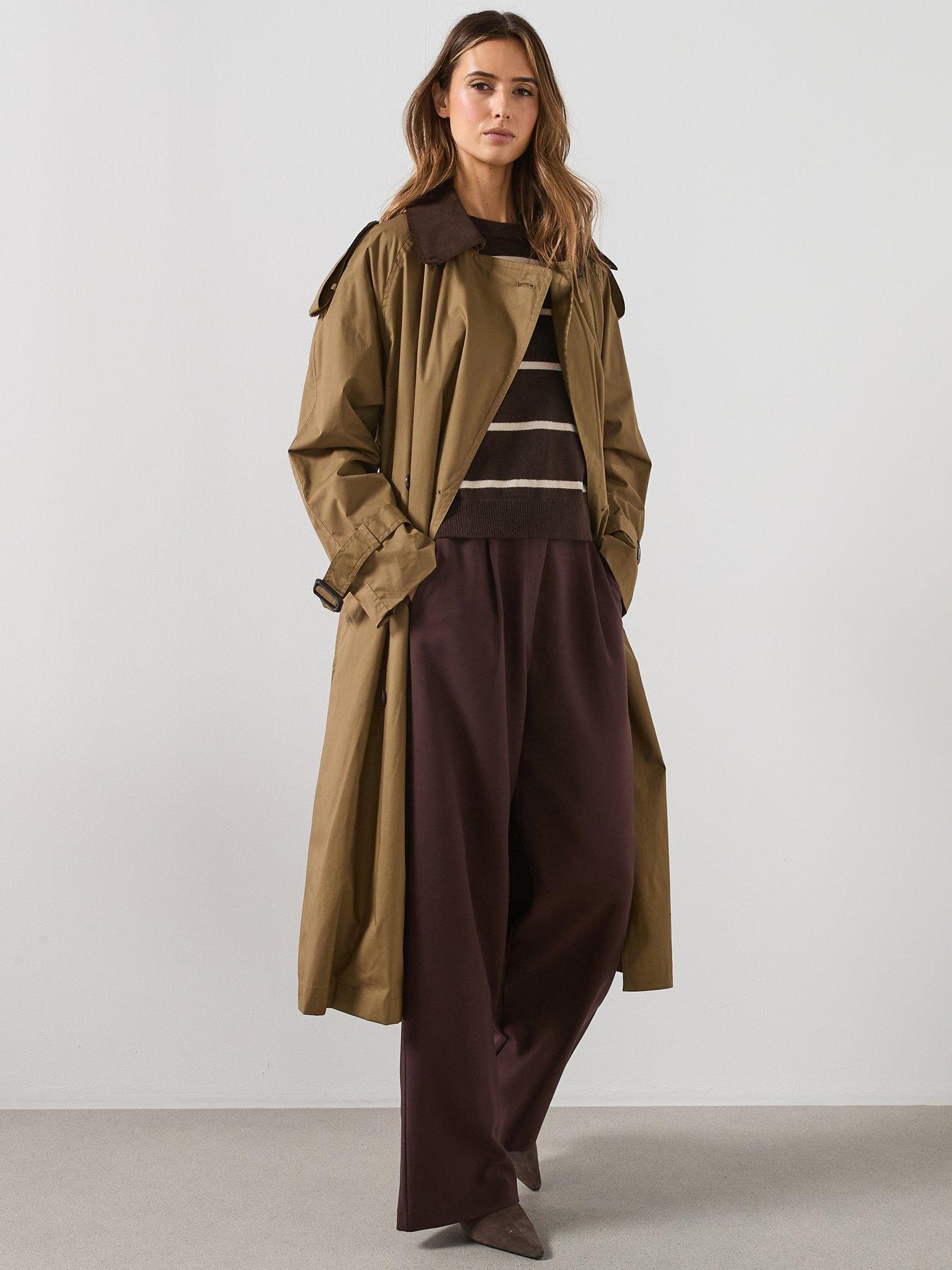 mango-double-breasted-trench-coat-with-corduroy-collar-greenoutfit