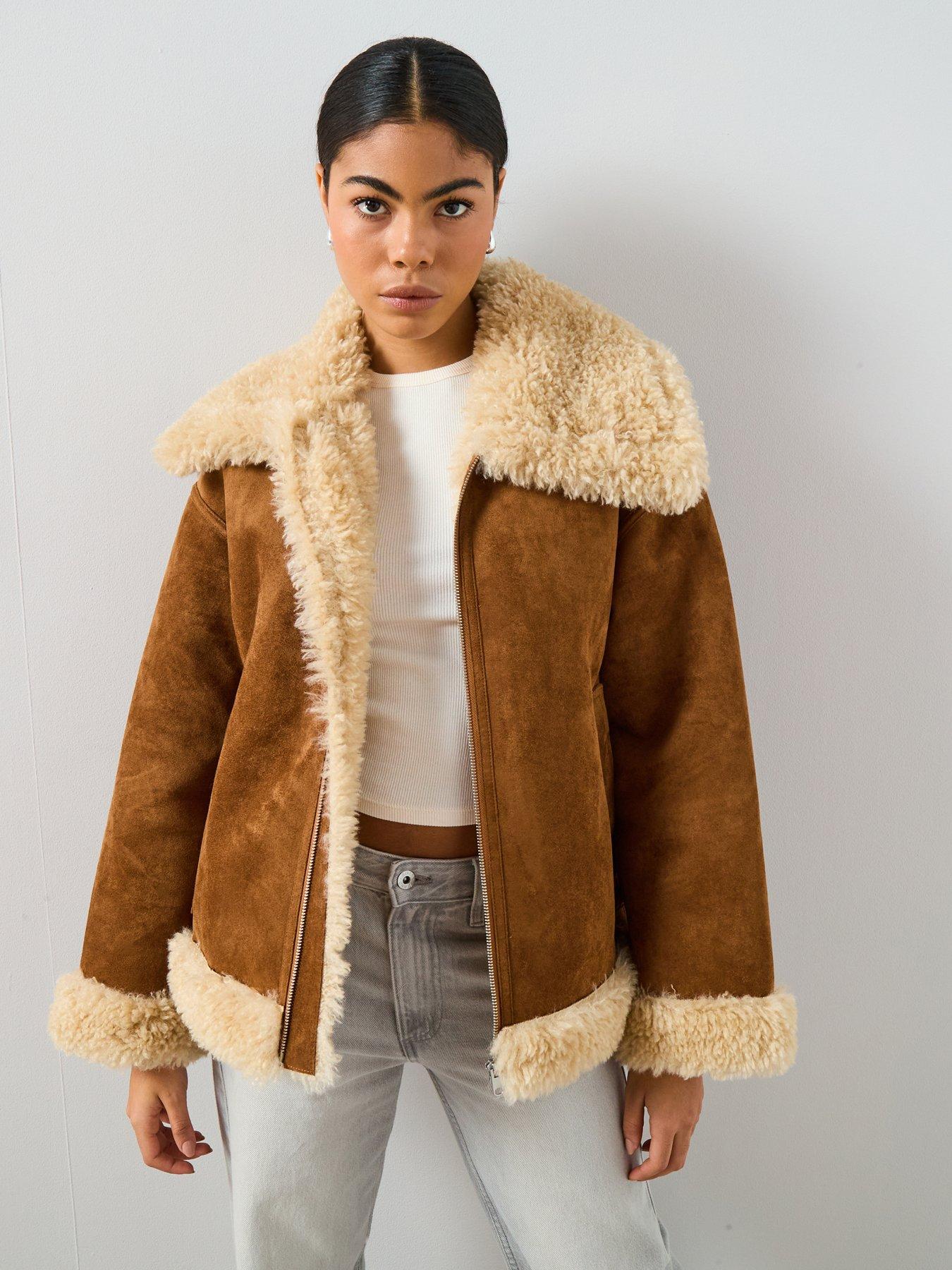 mango-shearling-and-suede-effect-jacket-brown