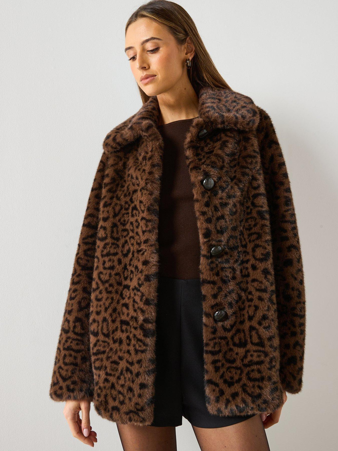 mango-faux-fur-leopard-print-coat-brownfront