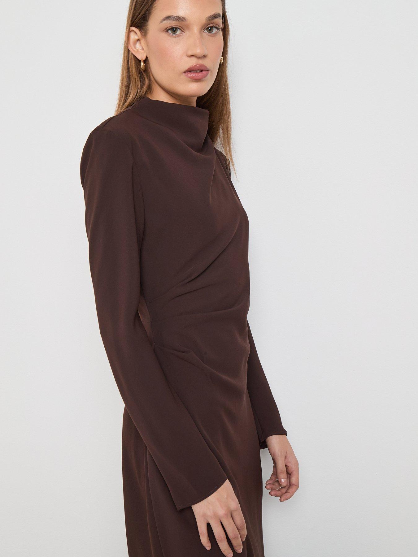 mango-ruched-dress-with-draped-necklineoutfit