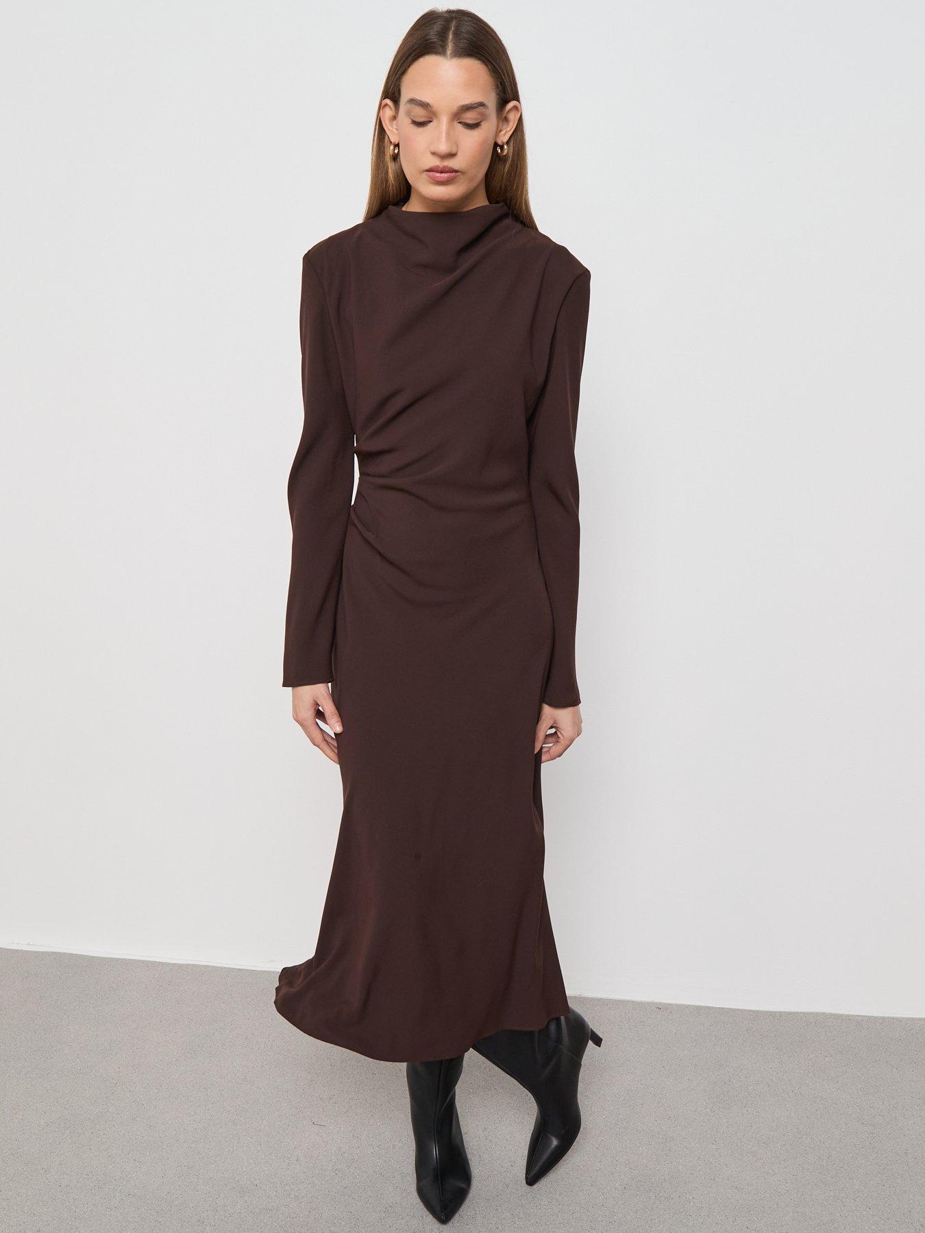 mango-ruched-dress-with-draped-necklinedetail