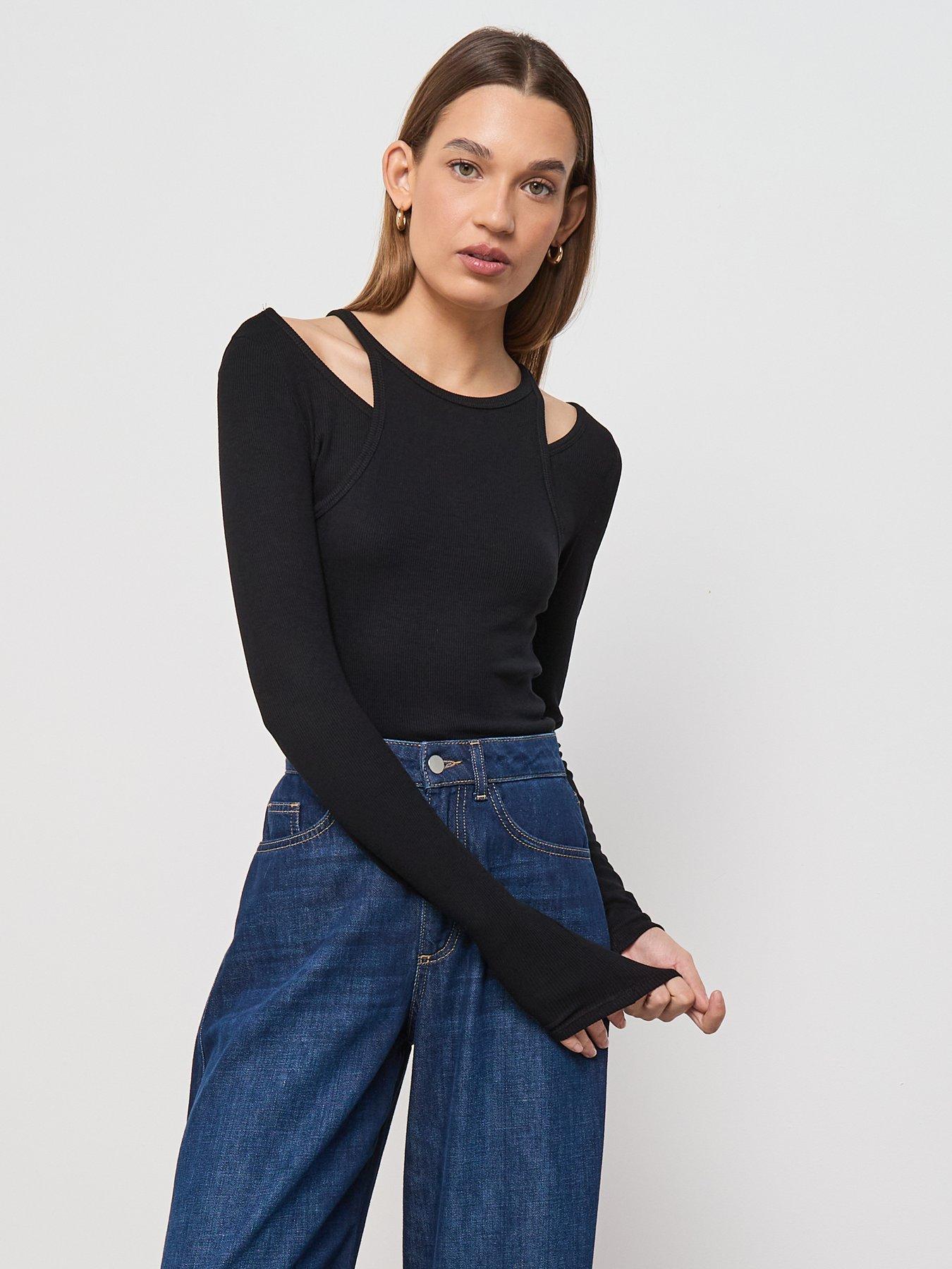 mango-ribbed-combined-t-shirt