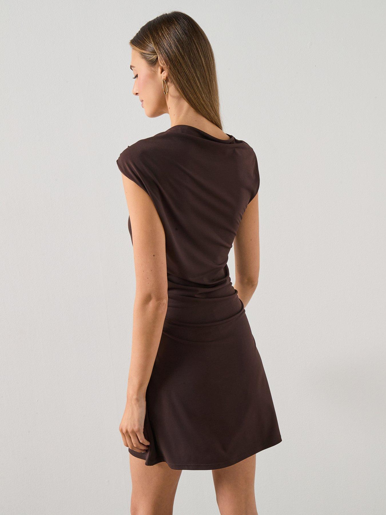 Image 2 of 6 of Mango Dress With Asymmetrical Neck And Metallic Detail