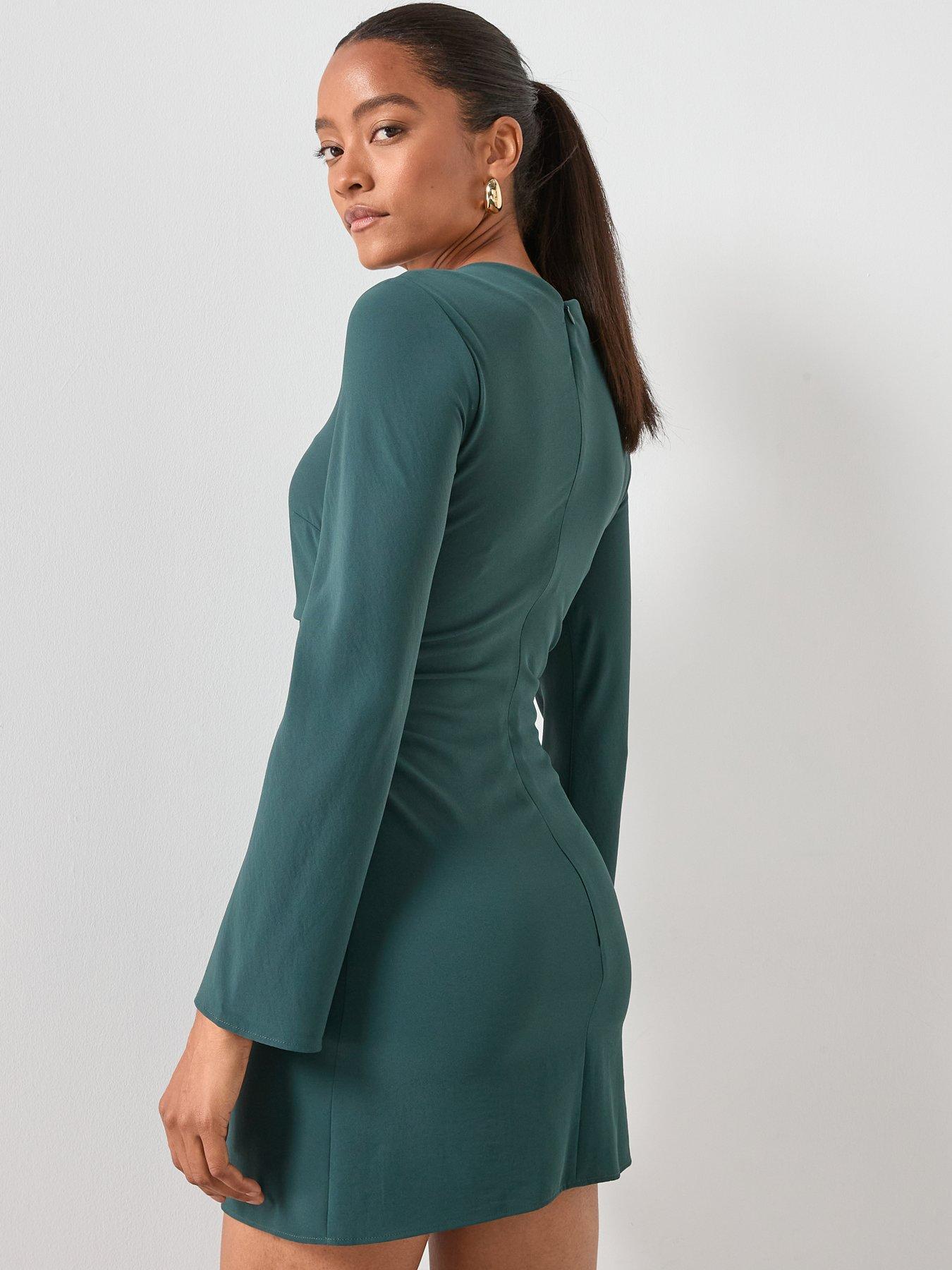 Image 2 of 6 of Mango Boat Neck Ruched Dress