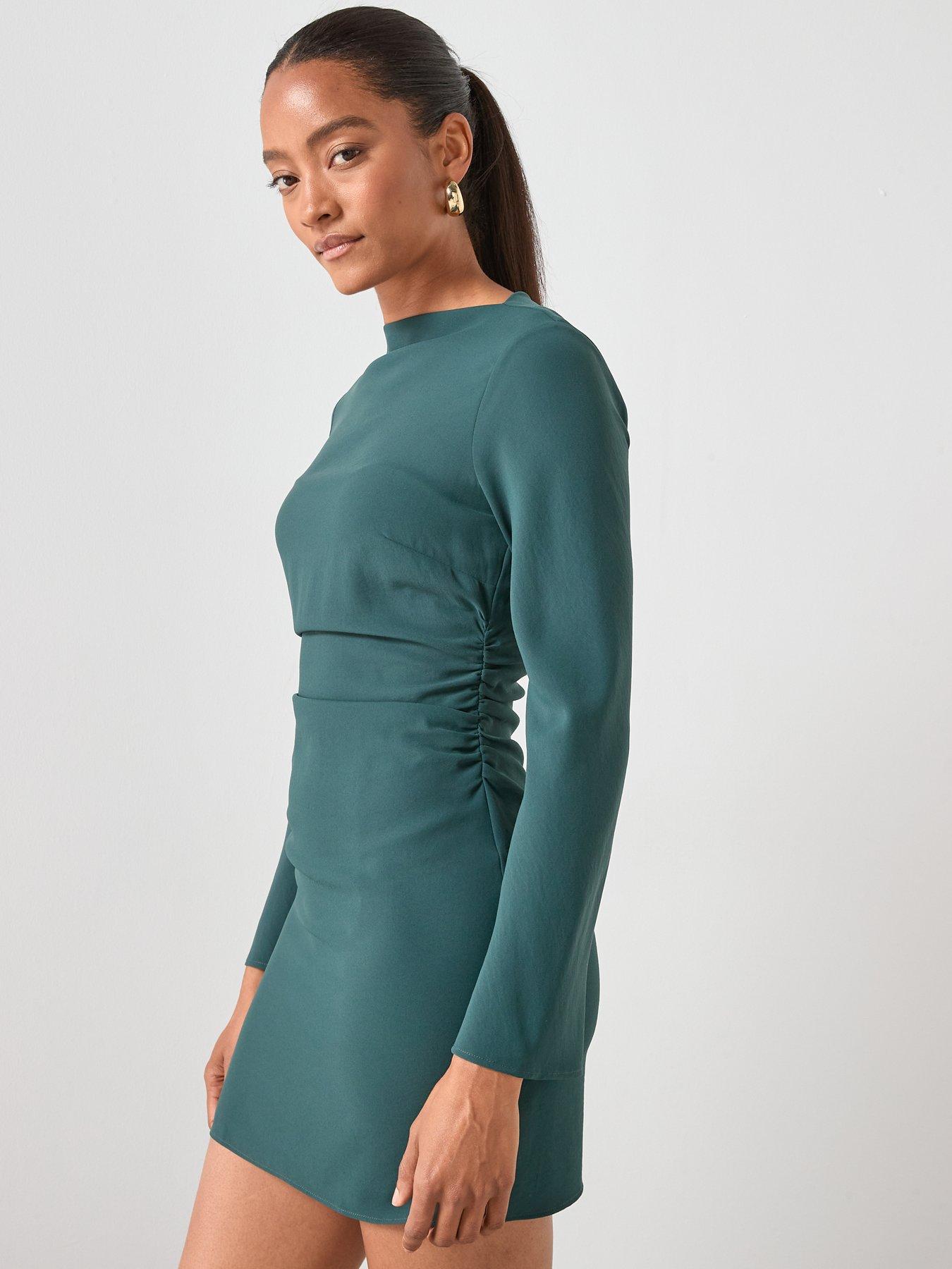 Image 4 of 6 of Mango Boat Neck Ruched Dress