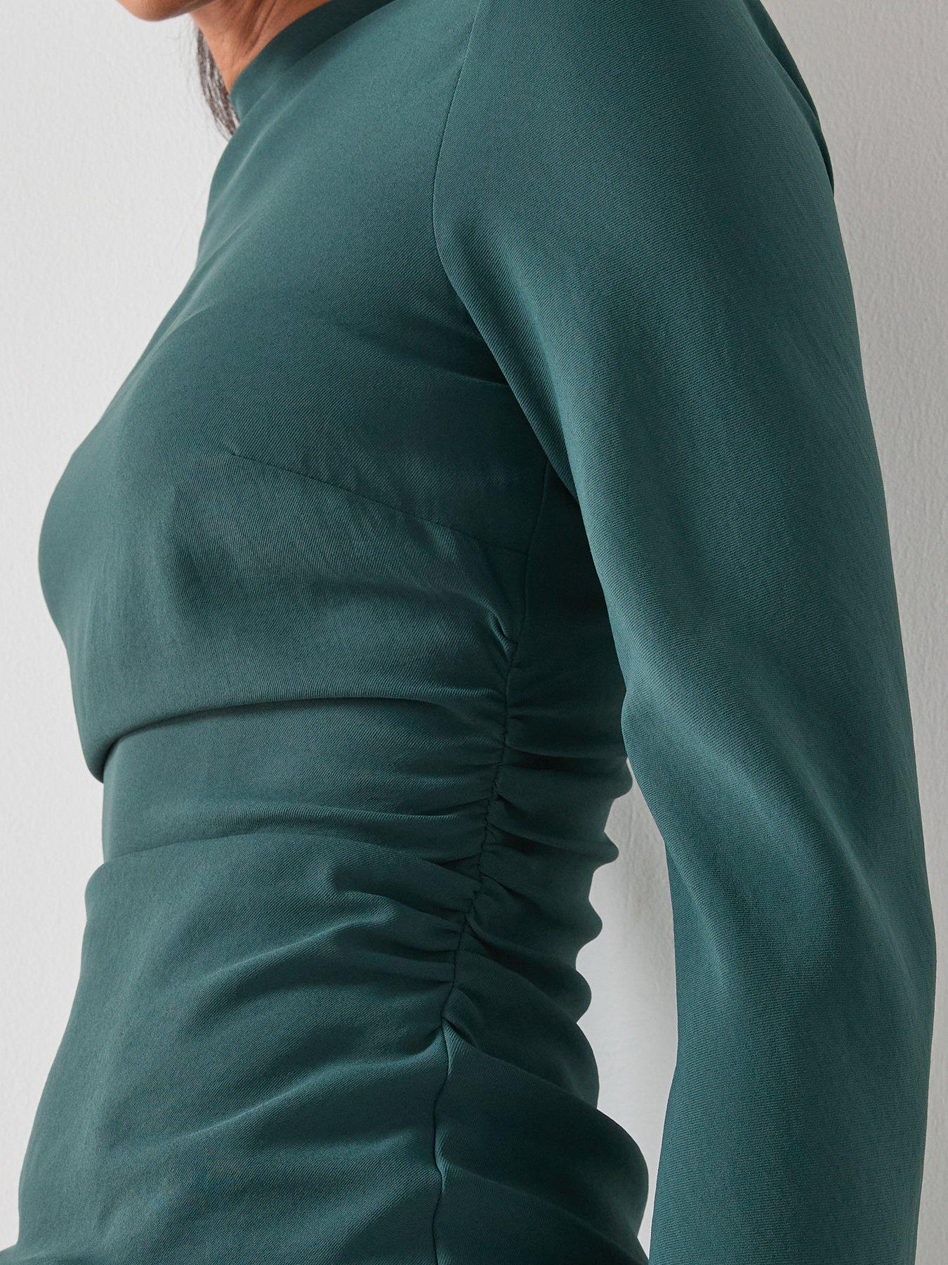 Image 5 of 6 of Mango Boat Neck Ruched Dress