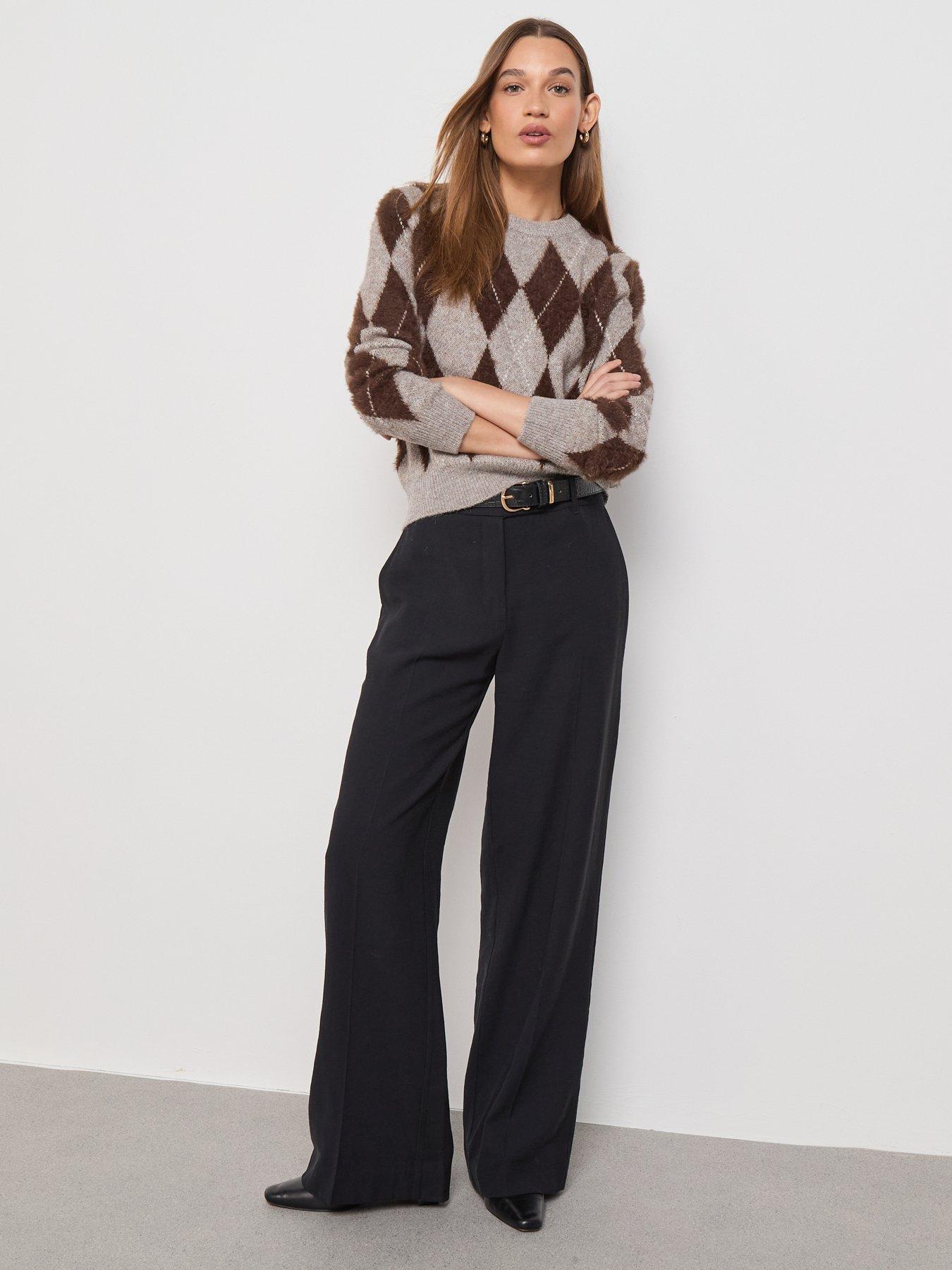 Image 3 of 6 of Mango Diamond Patterned Knitted Sweater