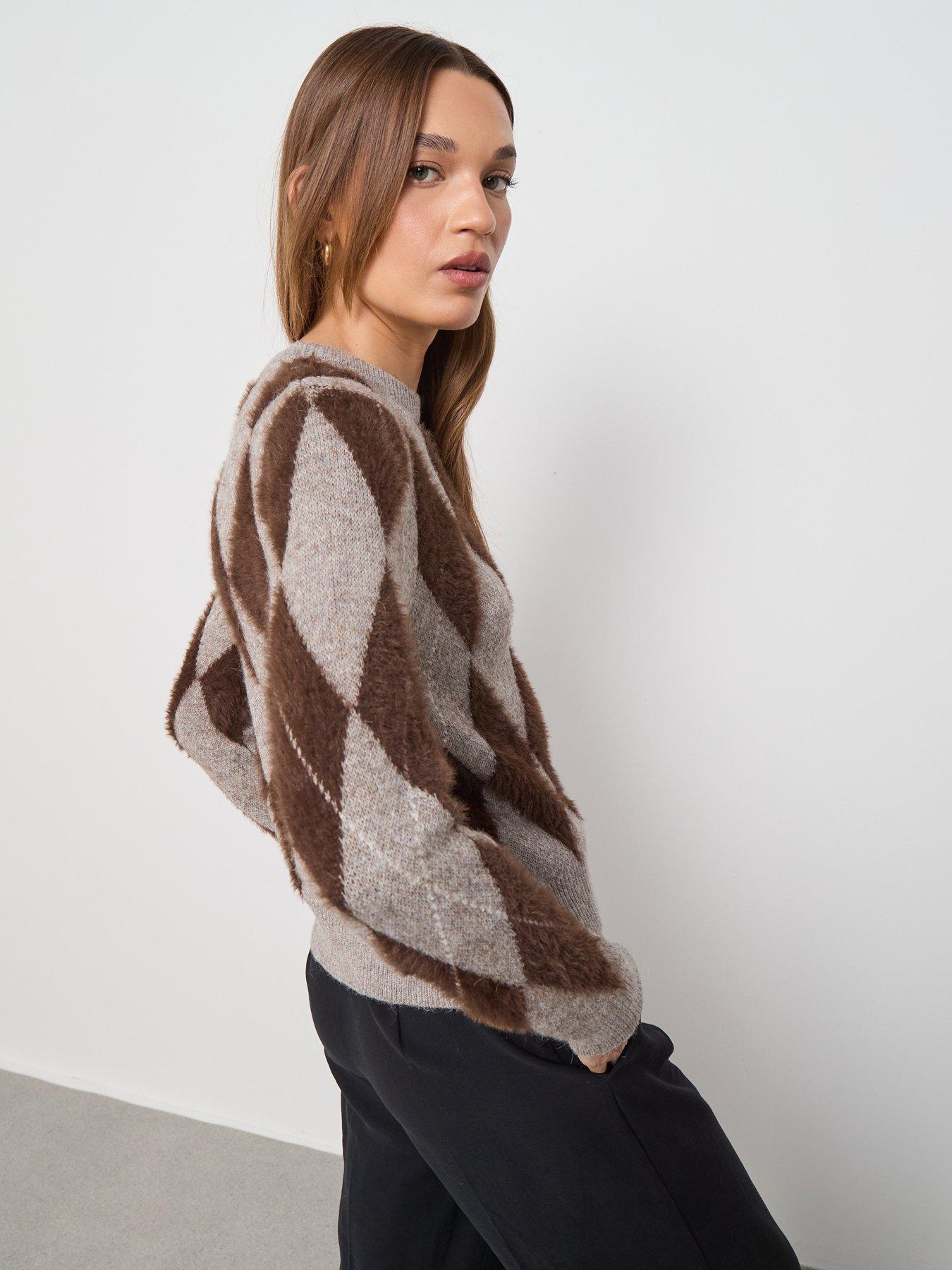 Image 5 of 6 of Mango Diamond Patterned Knitted Sweater