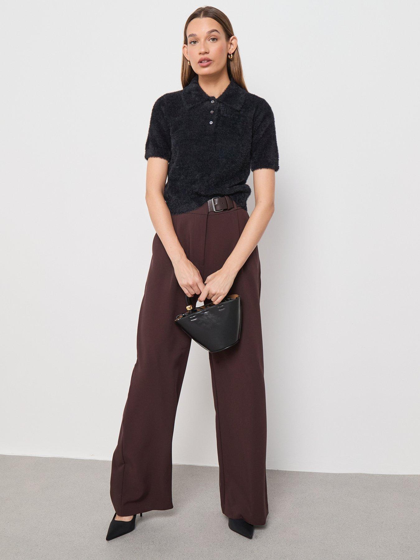 mango-fluffy-knitnbspshort-sleeve-collarednbspjumperback