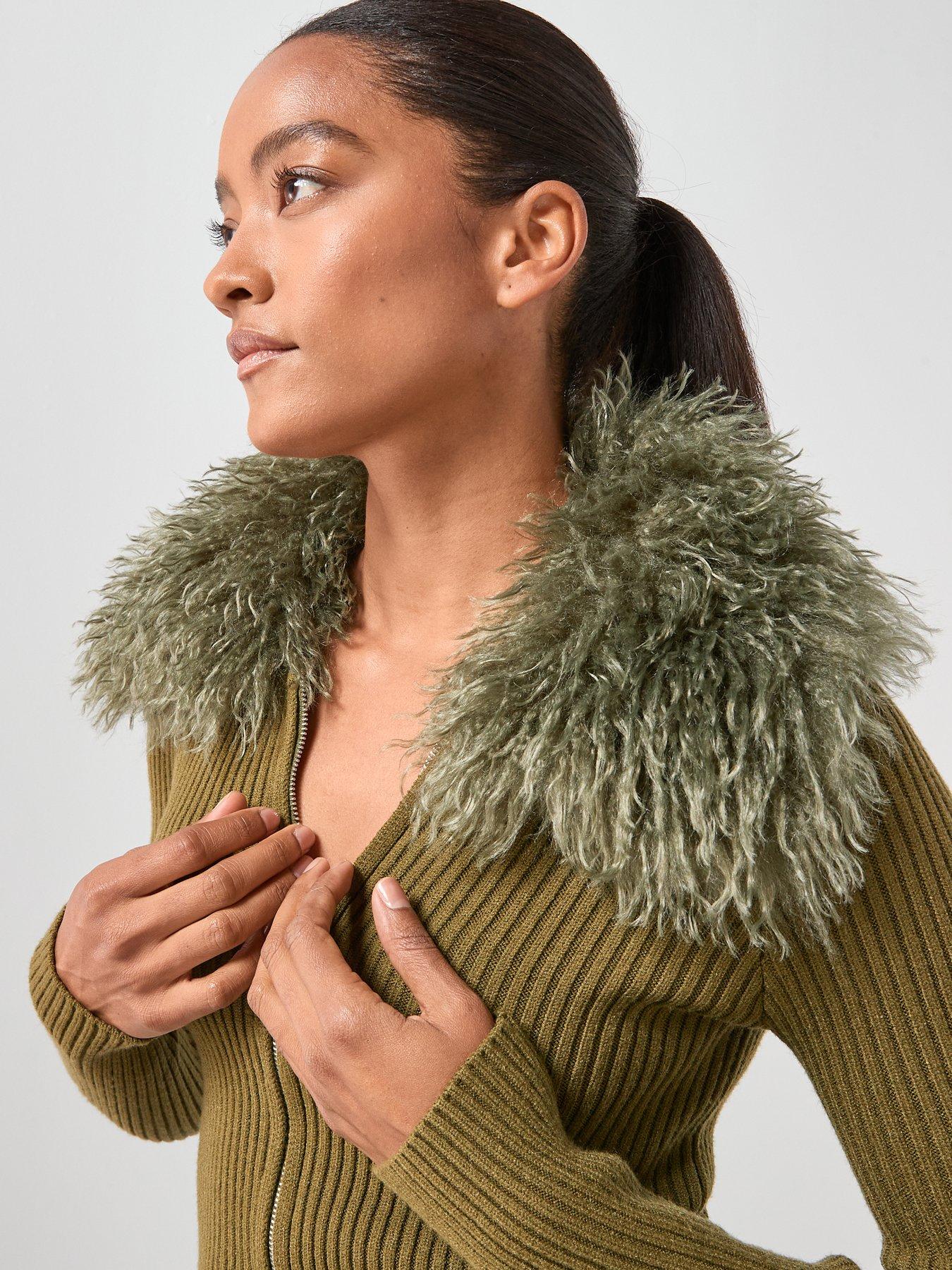 mango-combined-zip-up-faux-fur-cardigandetail