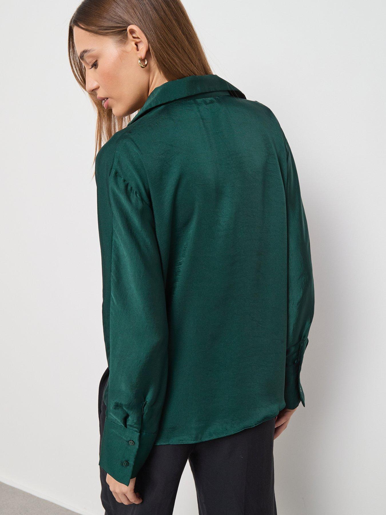 mango-cross-over-satin-blouse-greenstillFront