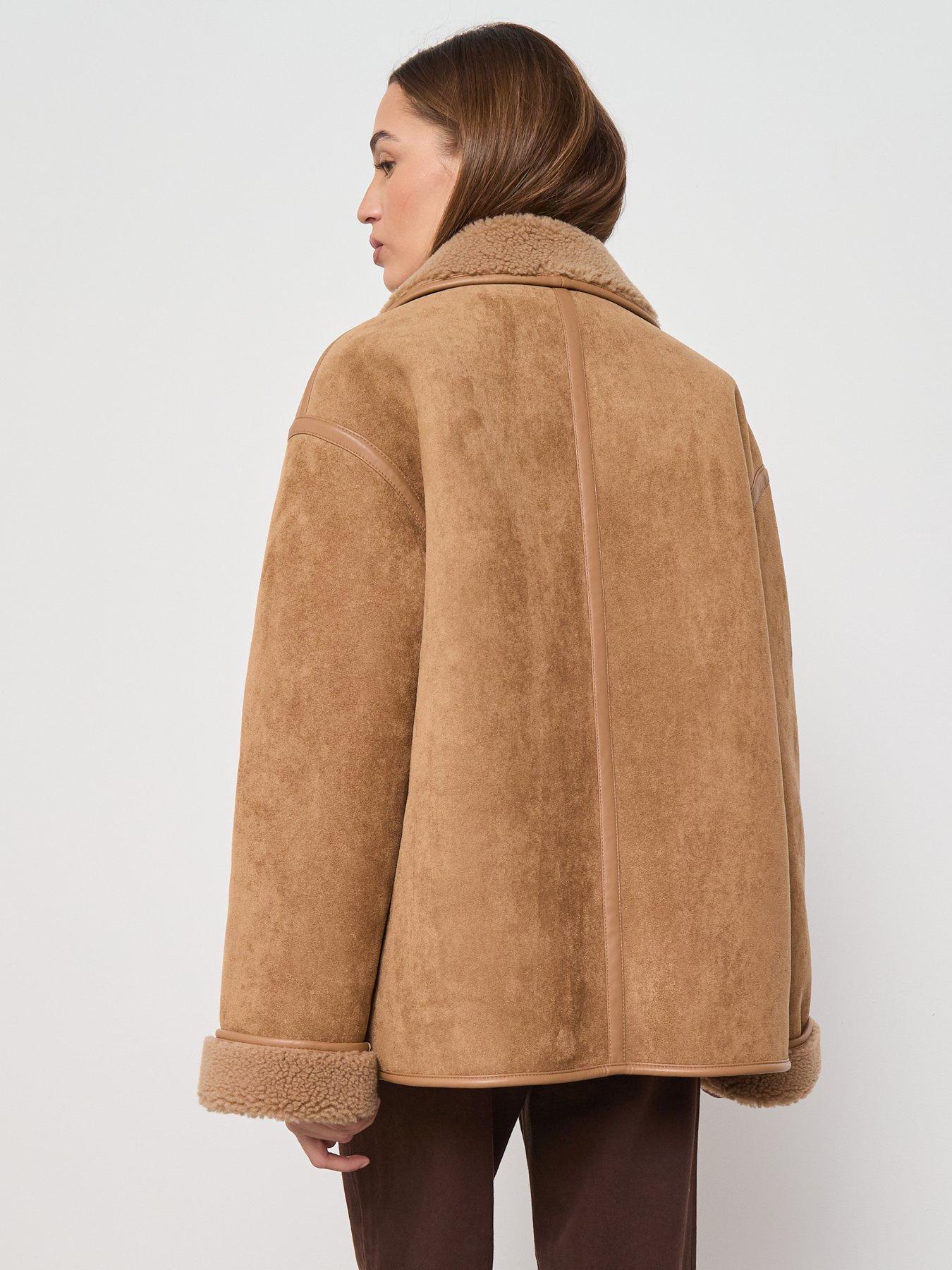 Image 2 of 6 of Mango Faux Shearling Leather Effect Coat