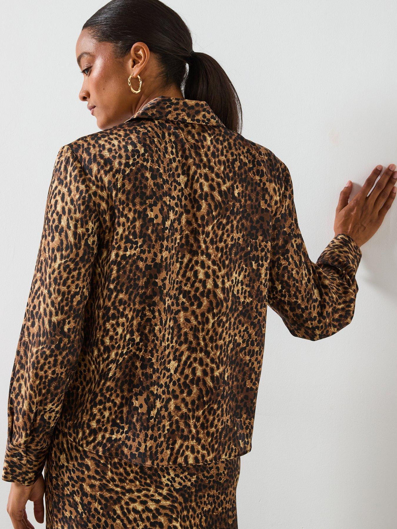 Image 2 of 6 of Mango Satin Leopard Shirt