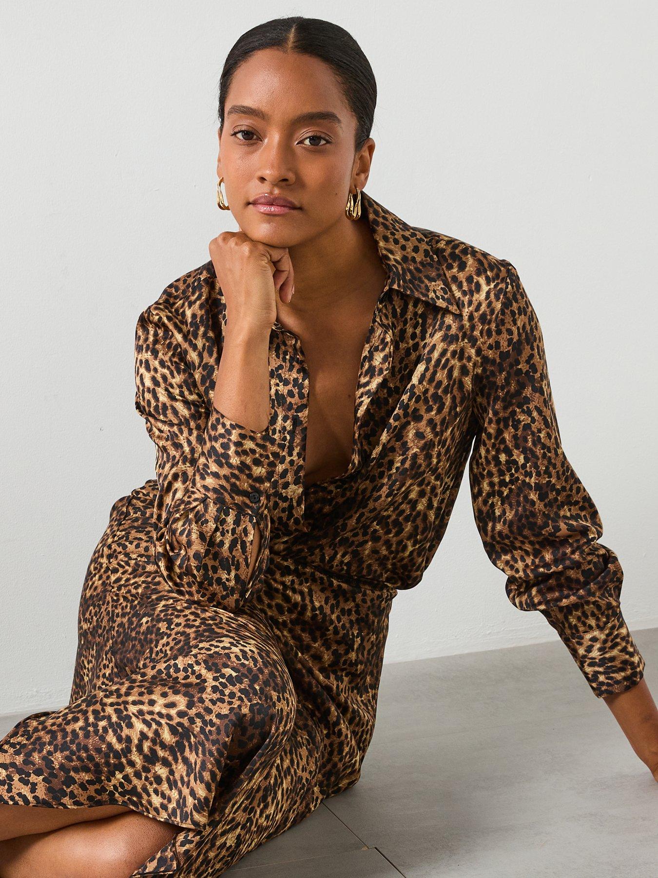 Image 4 of 6 of Mango Satin Leopard Shirt