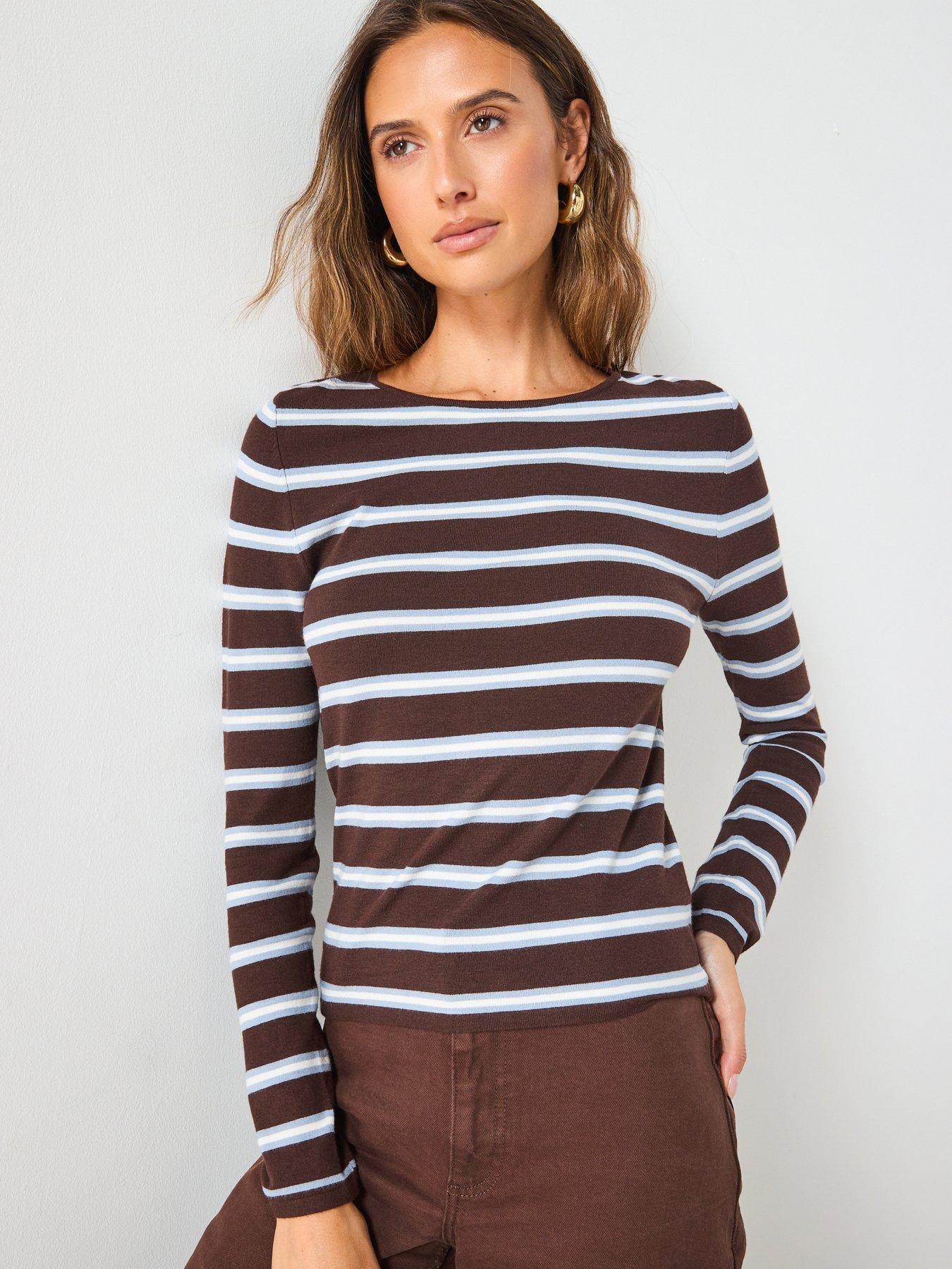 mango-striped-fine-knit-topnbsp--brown