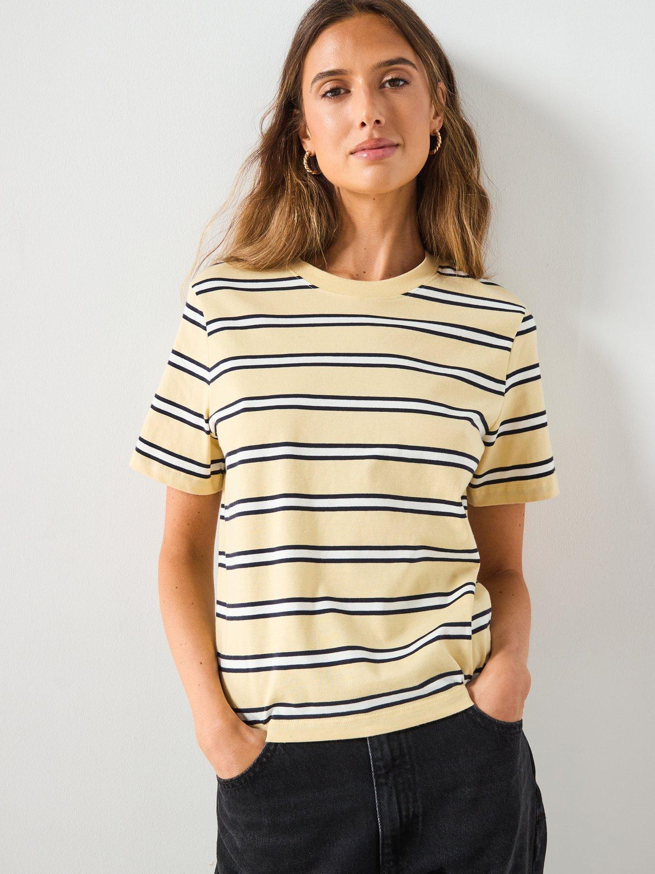 Mango Striped Cotton T-Shirt - Yellow